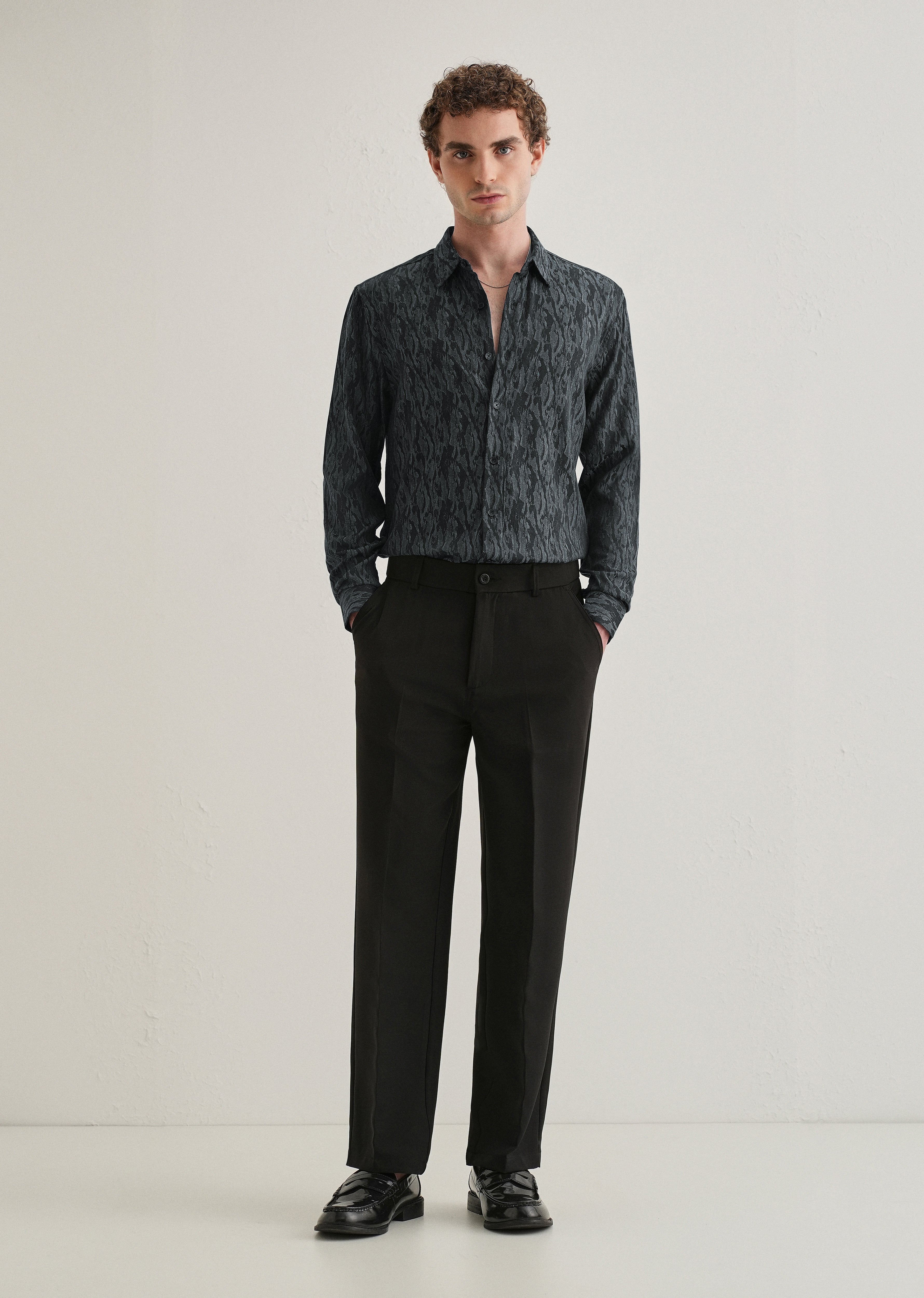 Ash Blue Abstract Jacquard Shirt