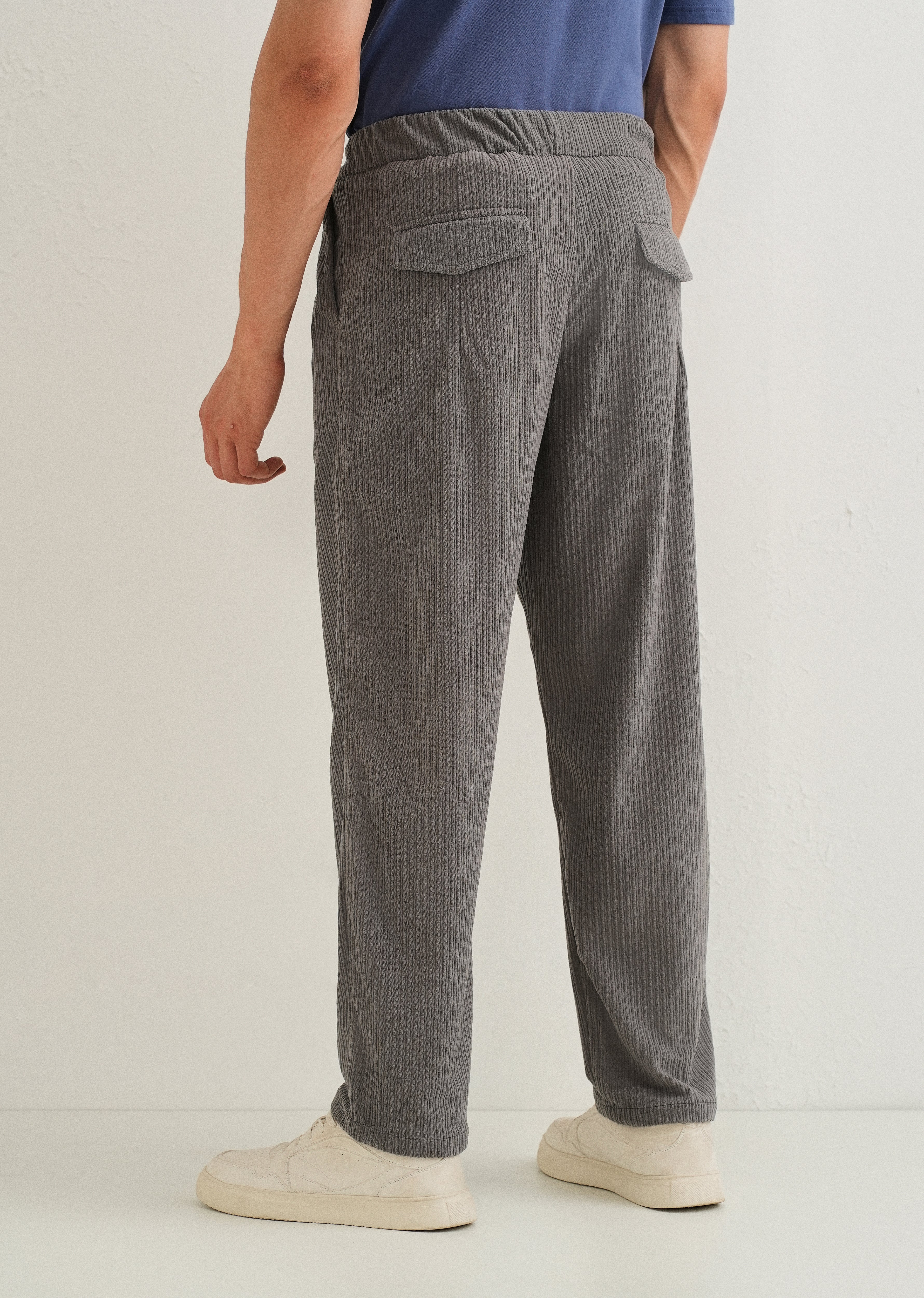 Ash Grey Drawstring Corduroy Pant