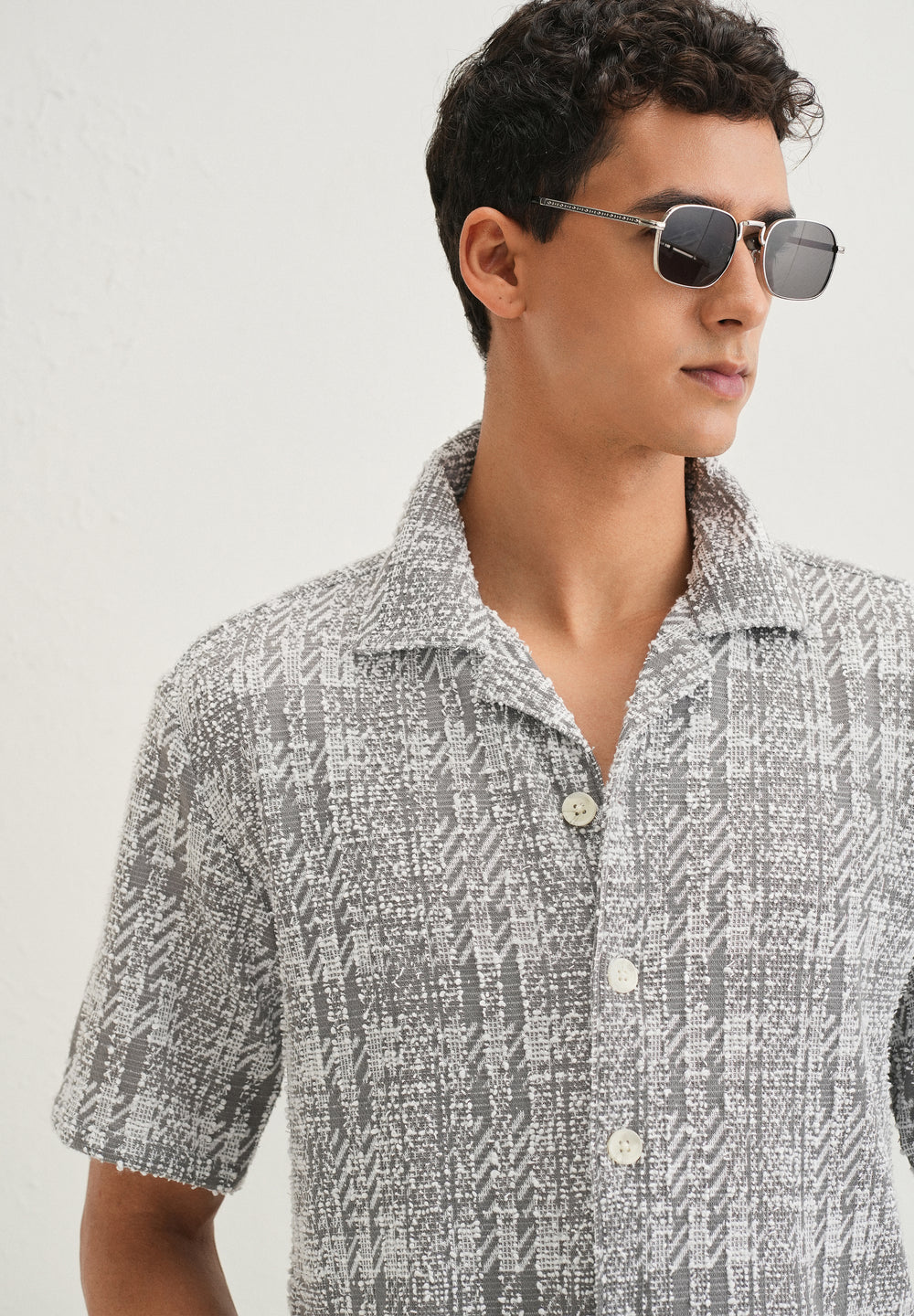 Ash Grey Jacquard Knitted Shirt