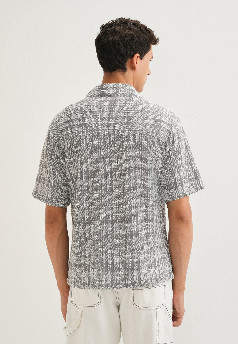 Ash Grey Jacquard Knitted Shirt