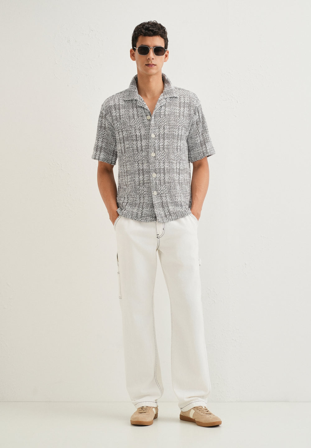 Ash Grey Jacquard Knitted Shirt