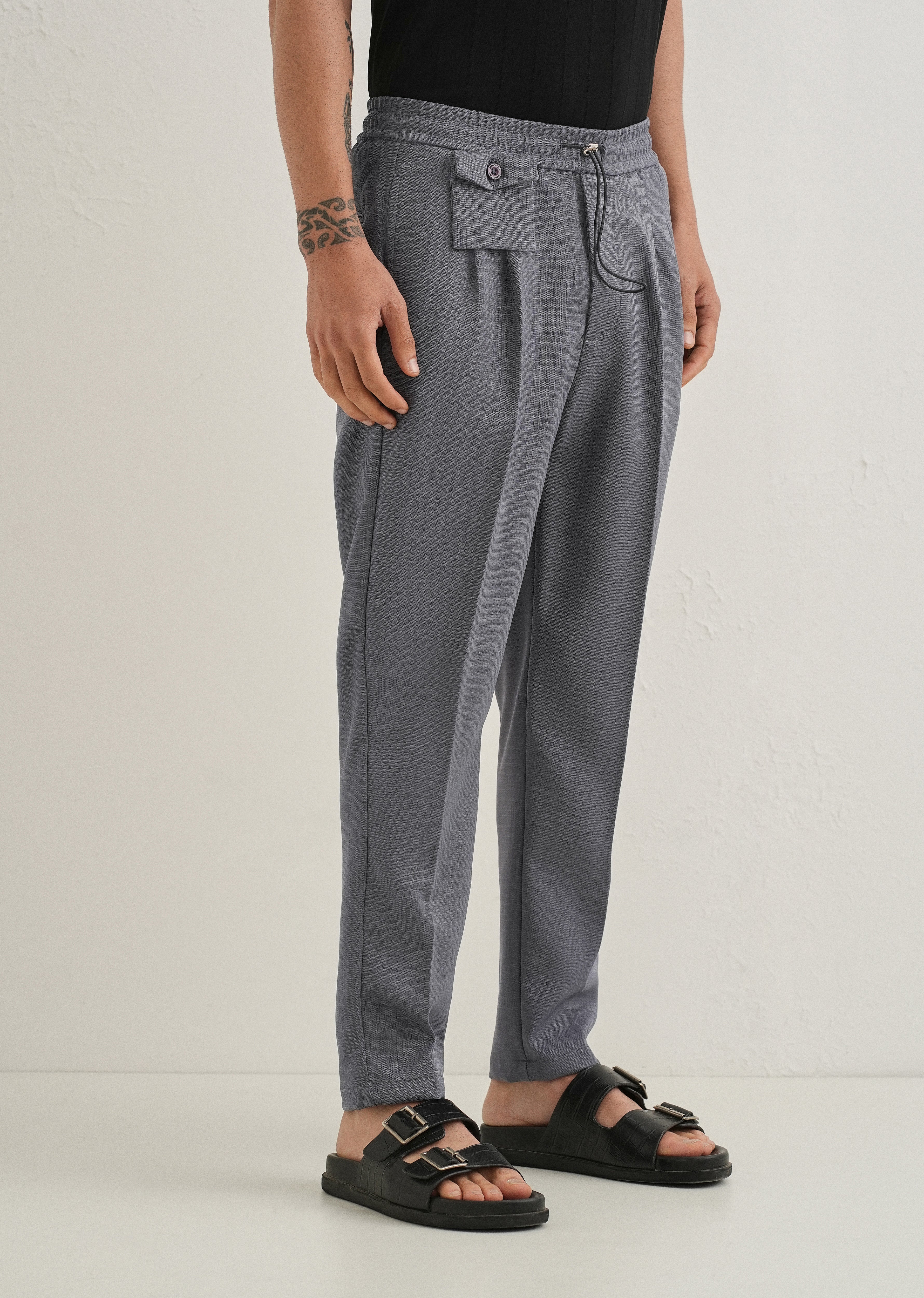 Ash Grey Pleated Korean Pant