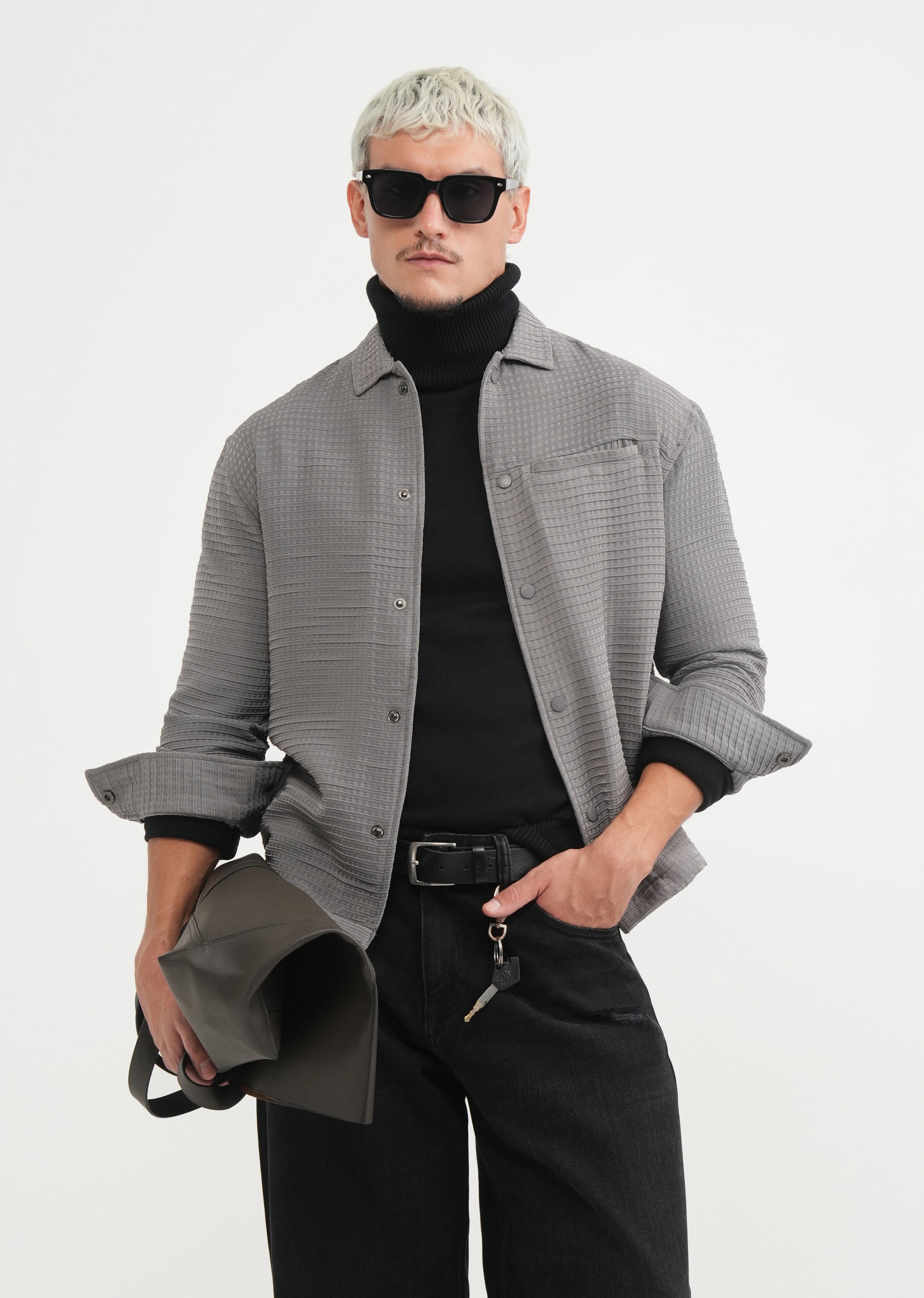 Ash Grey Textured Shacket