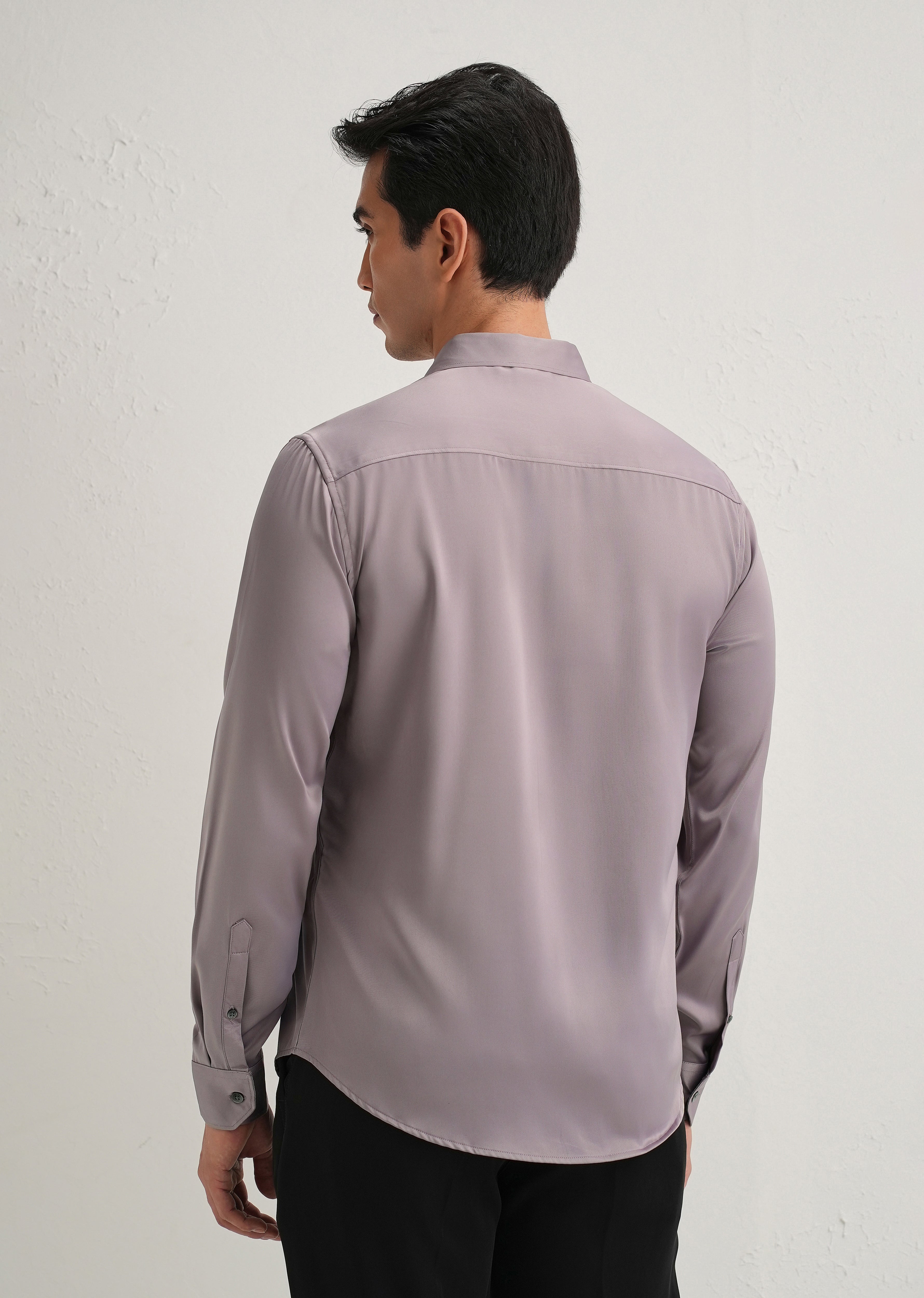 Ash Mauve Satin-Finish Plain Shirt