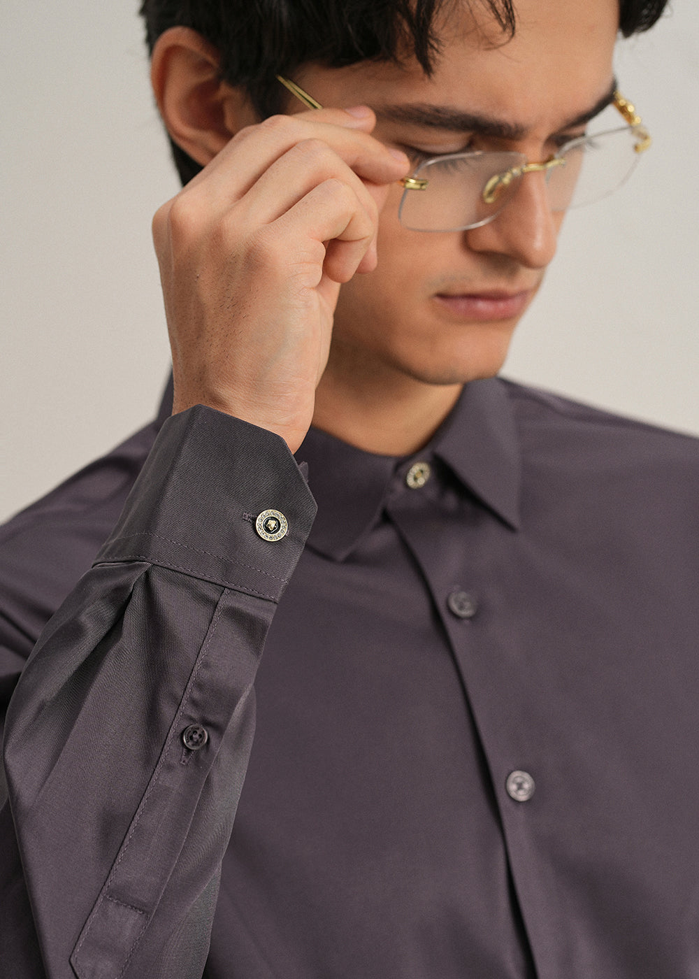 Ash Purple Plain Stitchless Placket Shirt