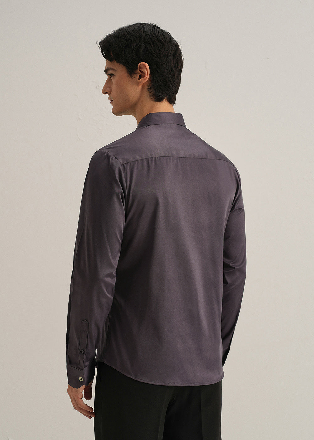 Ash Purple Plain Stitchless Placket Shirt