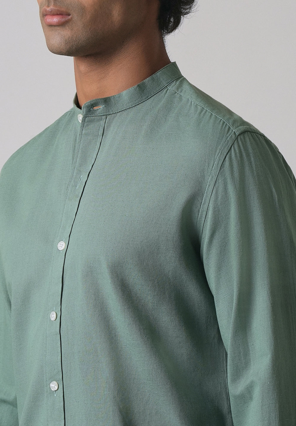Atlantis Green Cotton Linen Shirt