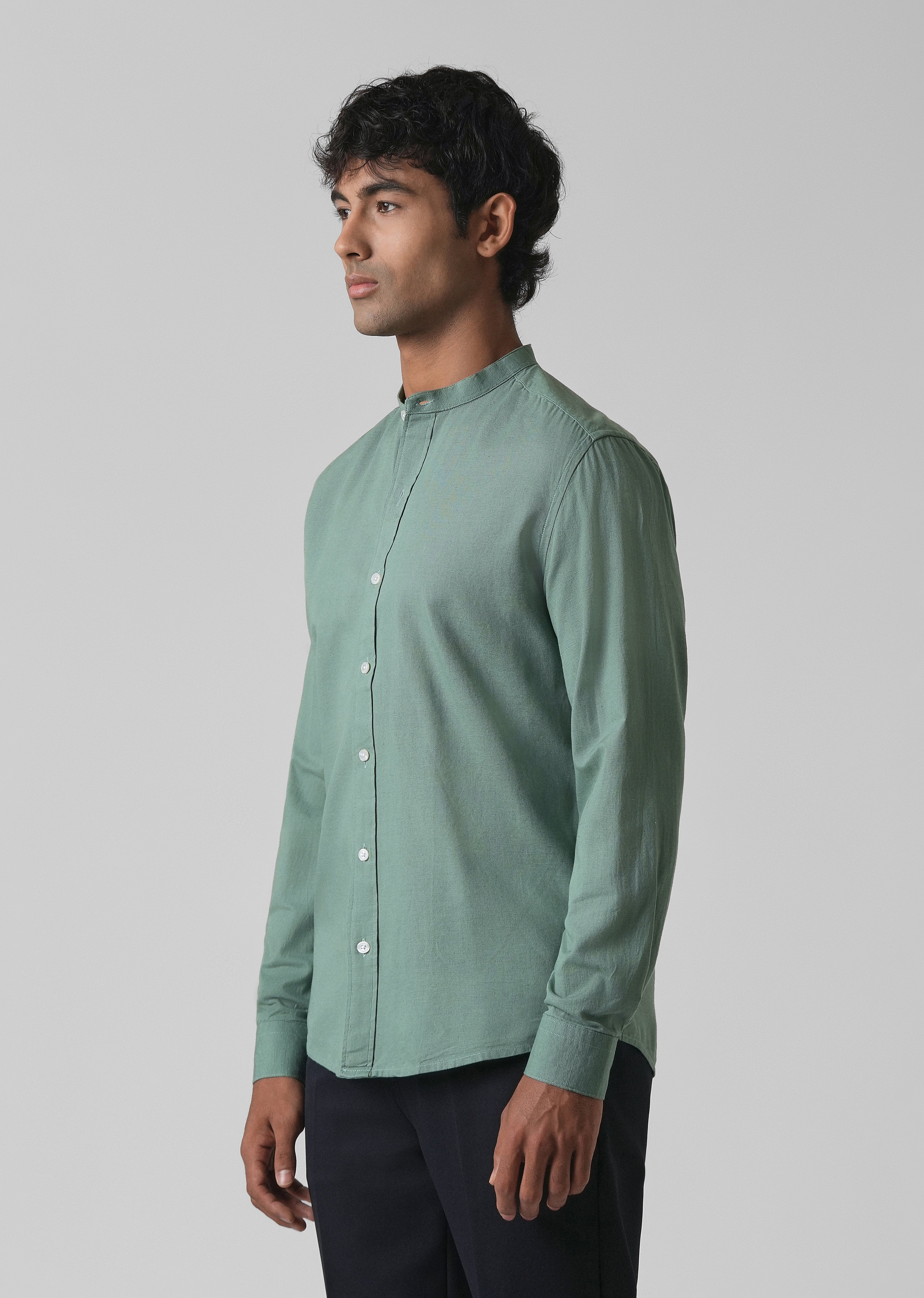Atlantis Green Cotton Linen Shirt