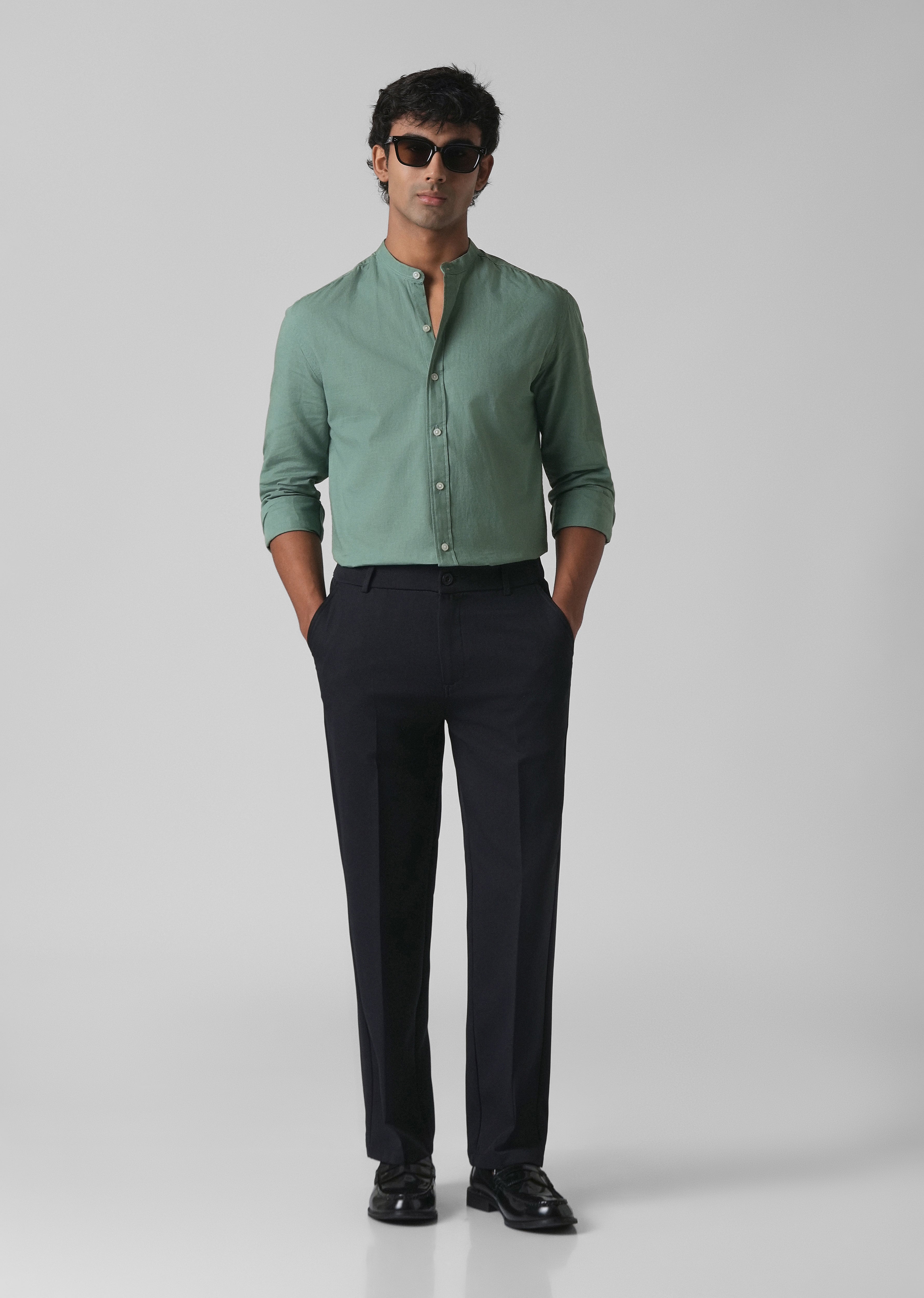 Atlantis Green Cotton Linen Shirt