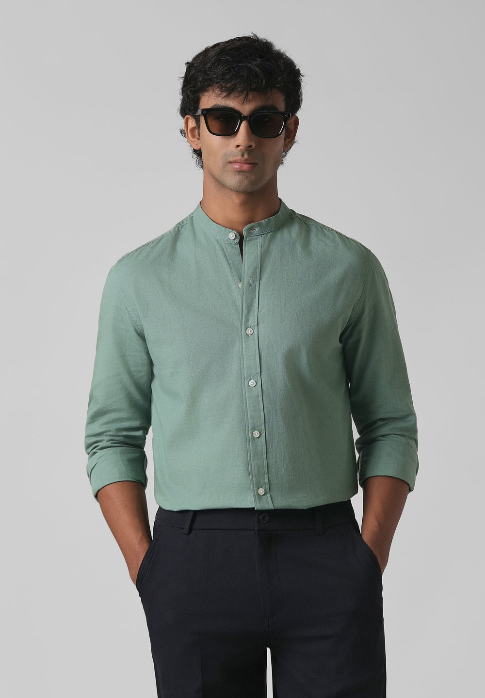 Atlantis Green Cotton Linen Shirt