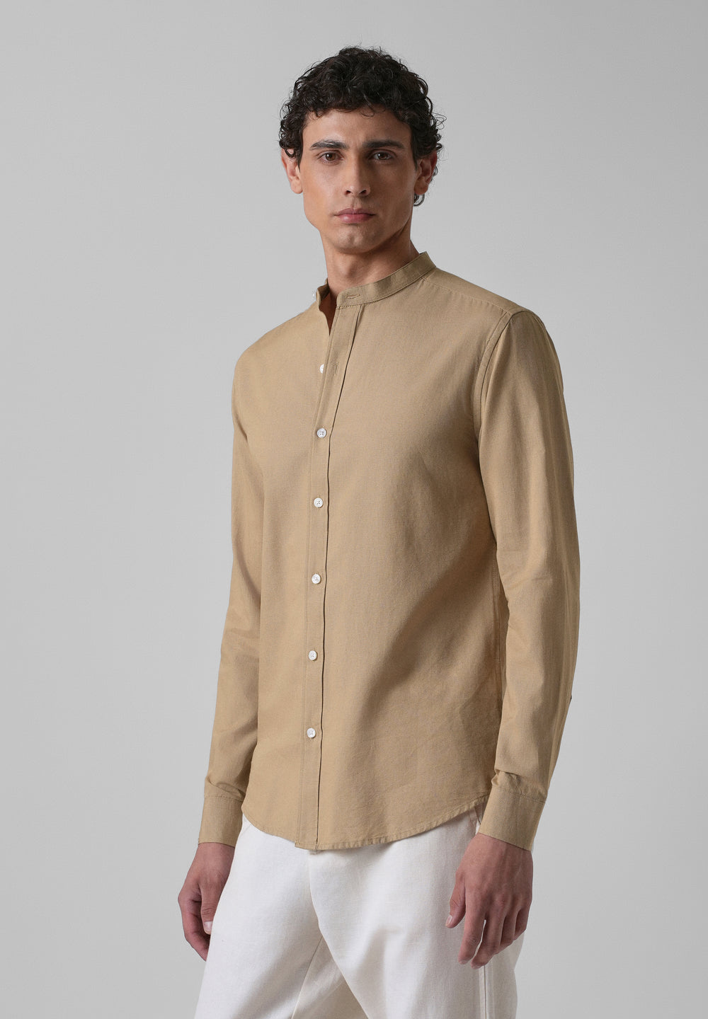 Aurora Beige Cotton Linen Shirt