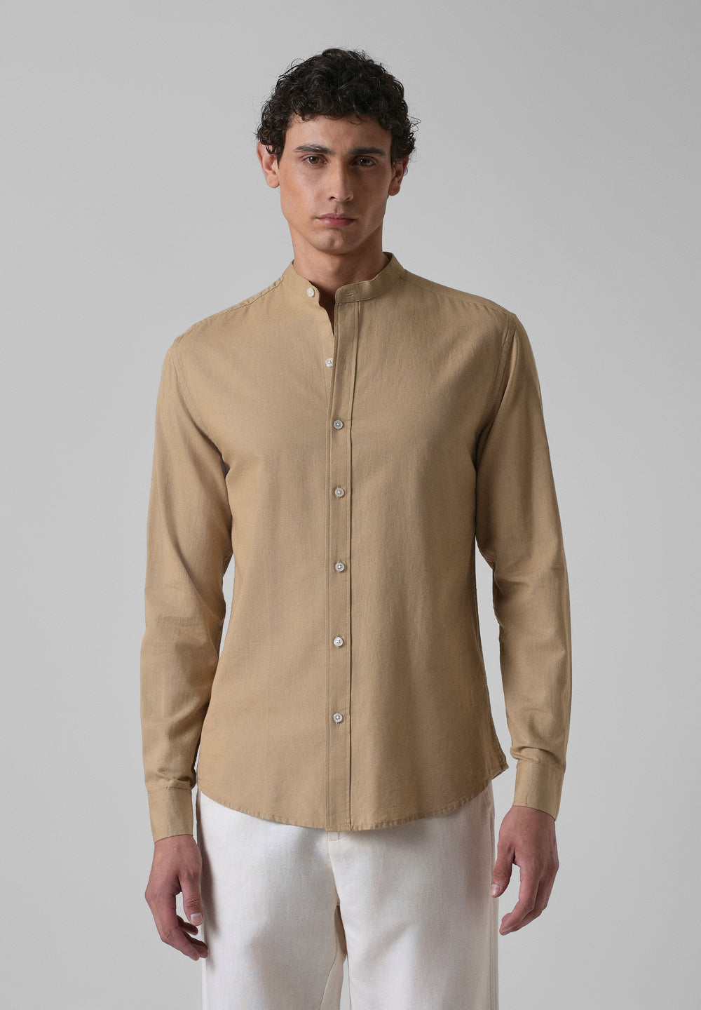 Aurora Beige Cotton Linen Shirt