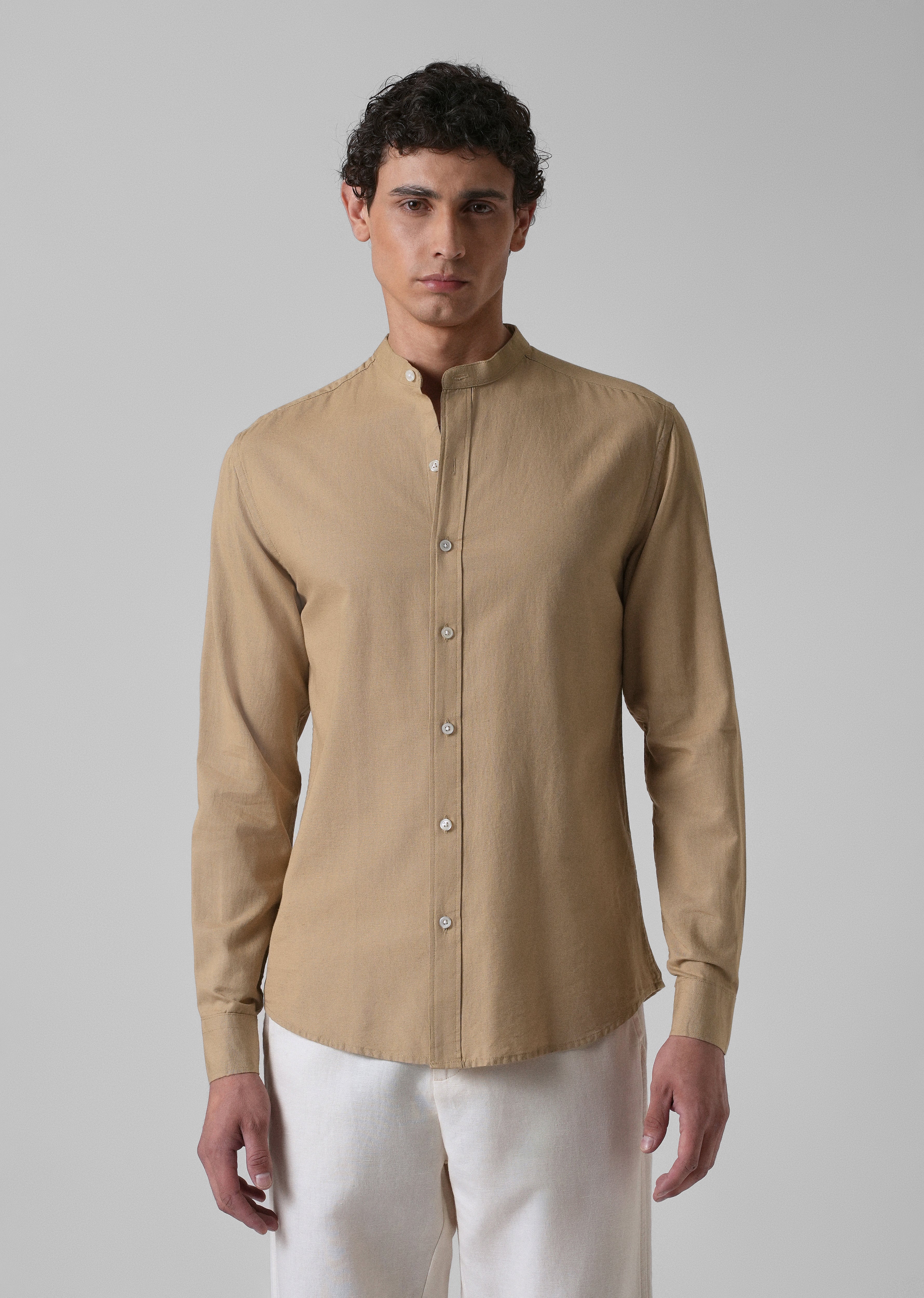 Aurora Beige Cotton Linen Shirt