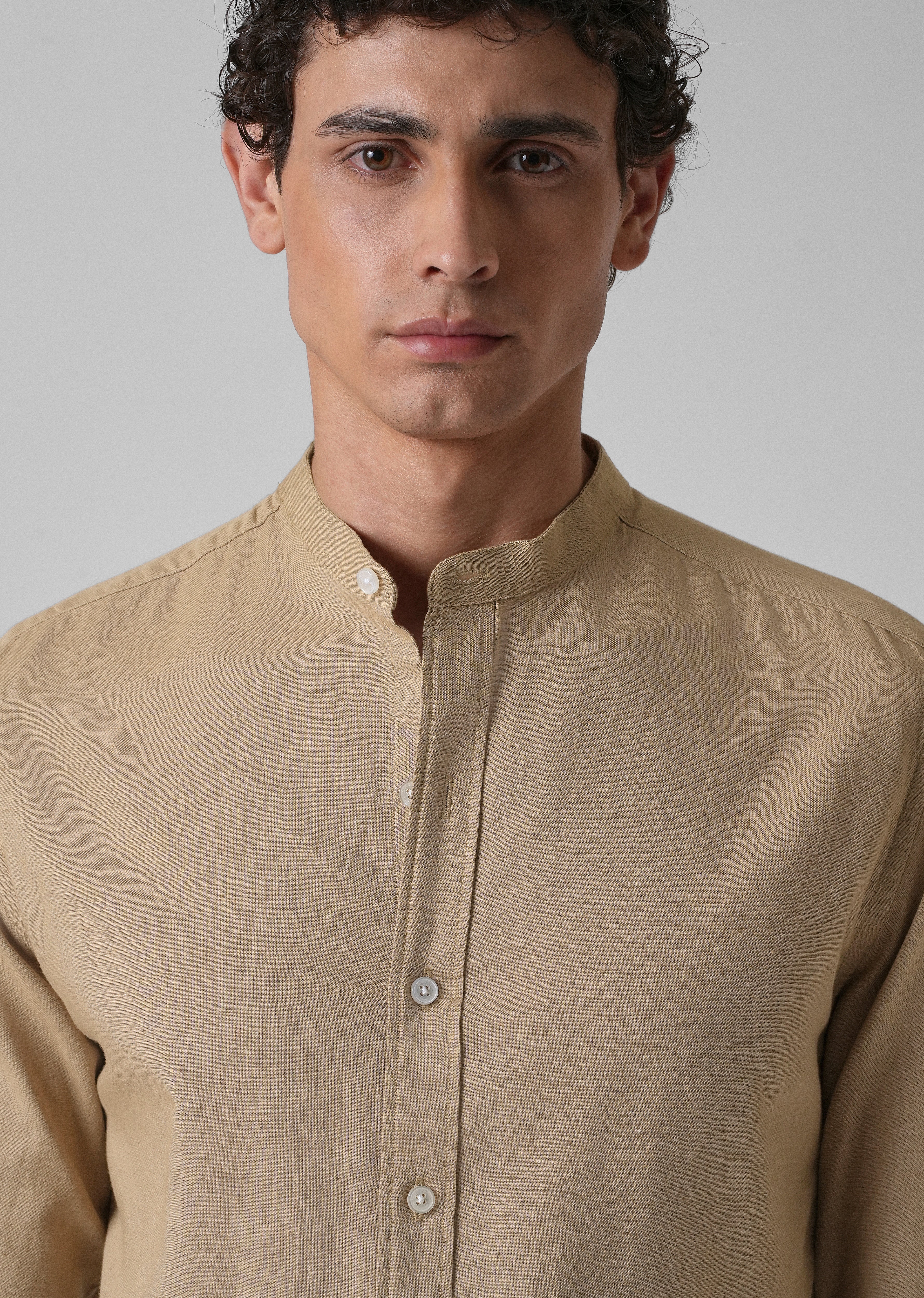 Aurora Beige Cotton Linen Shirt