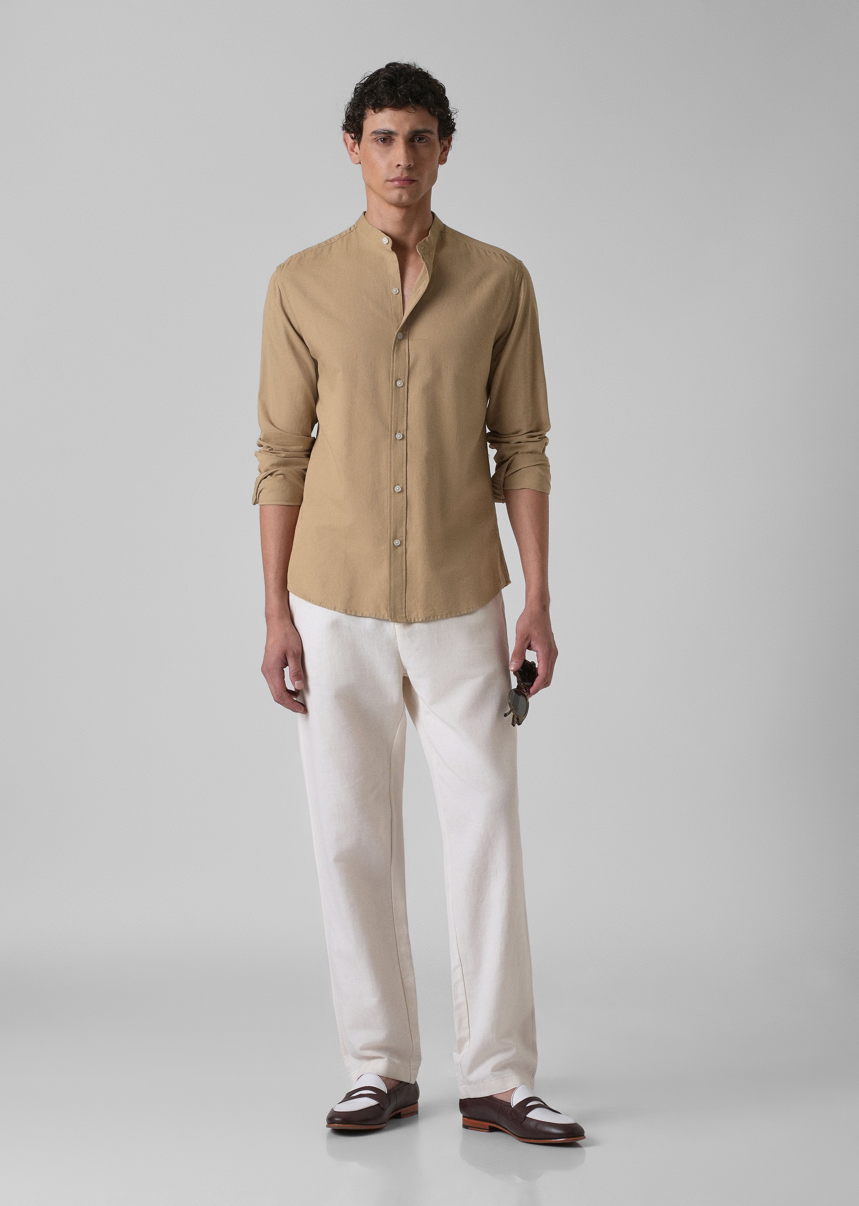 Aurora Beige Cotton Linen Shirt