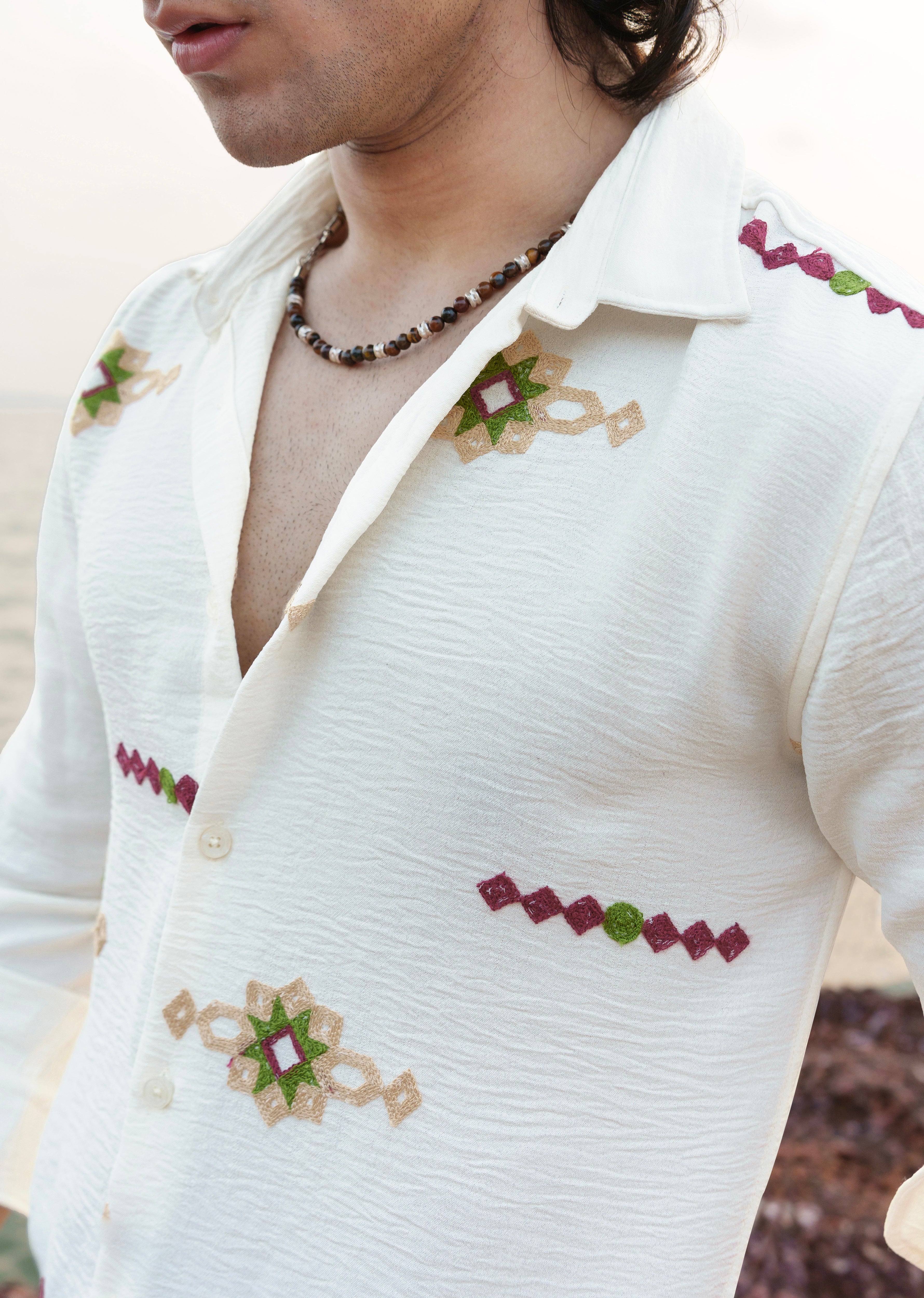 Off-White Artisan Embroidered Shirt