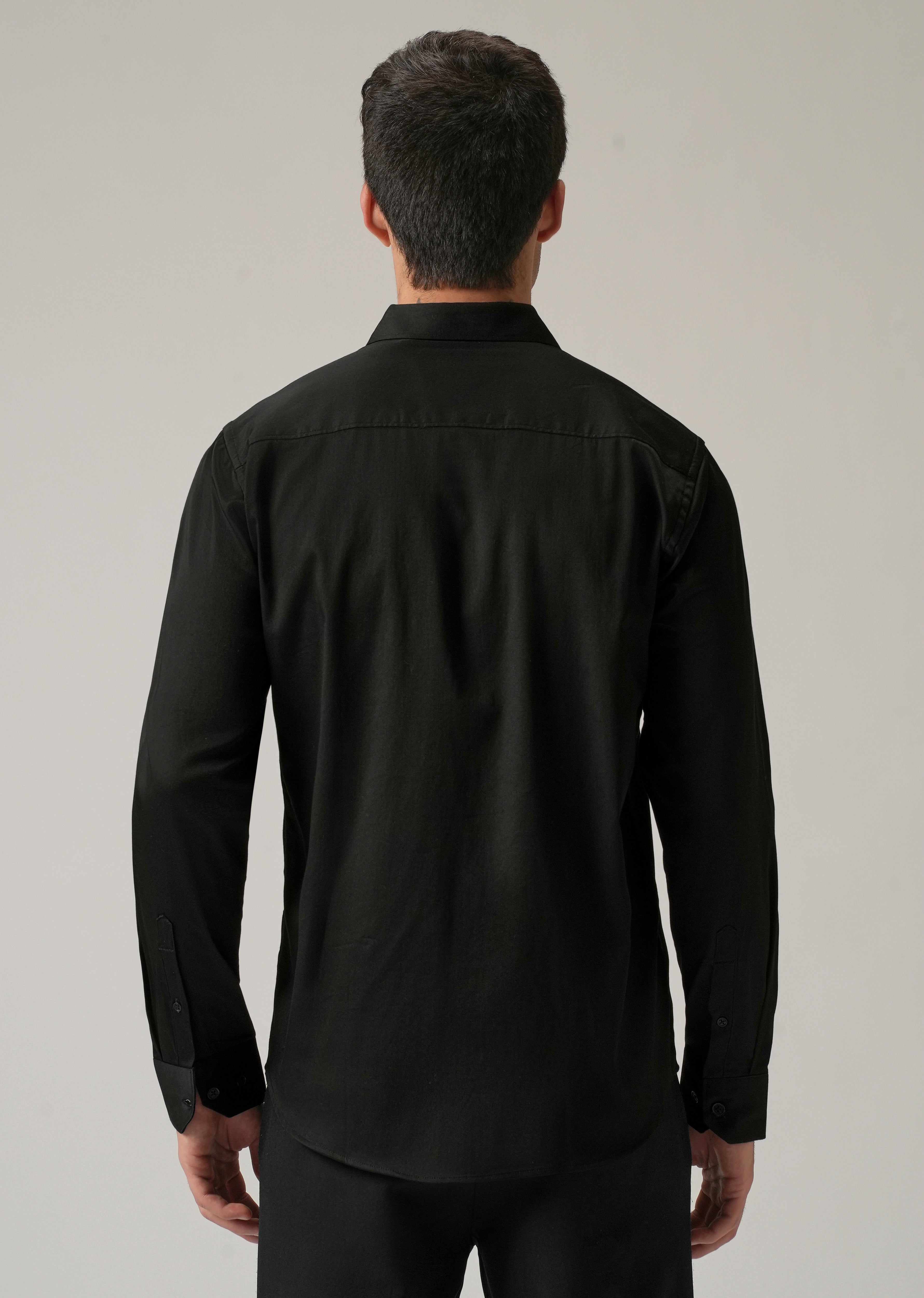 Gold Symmetric Embroidered Black Designer Shirt