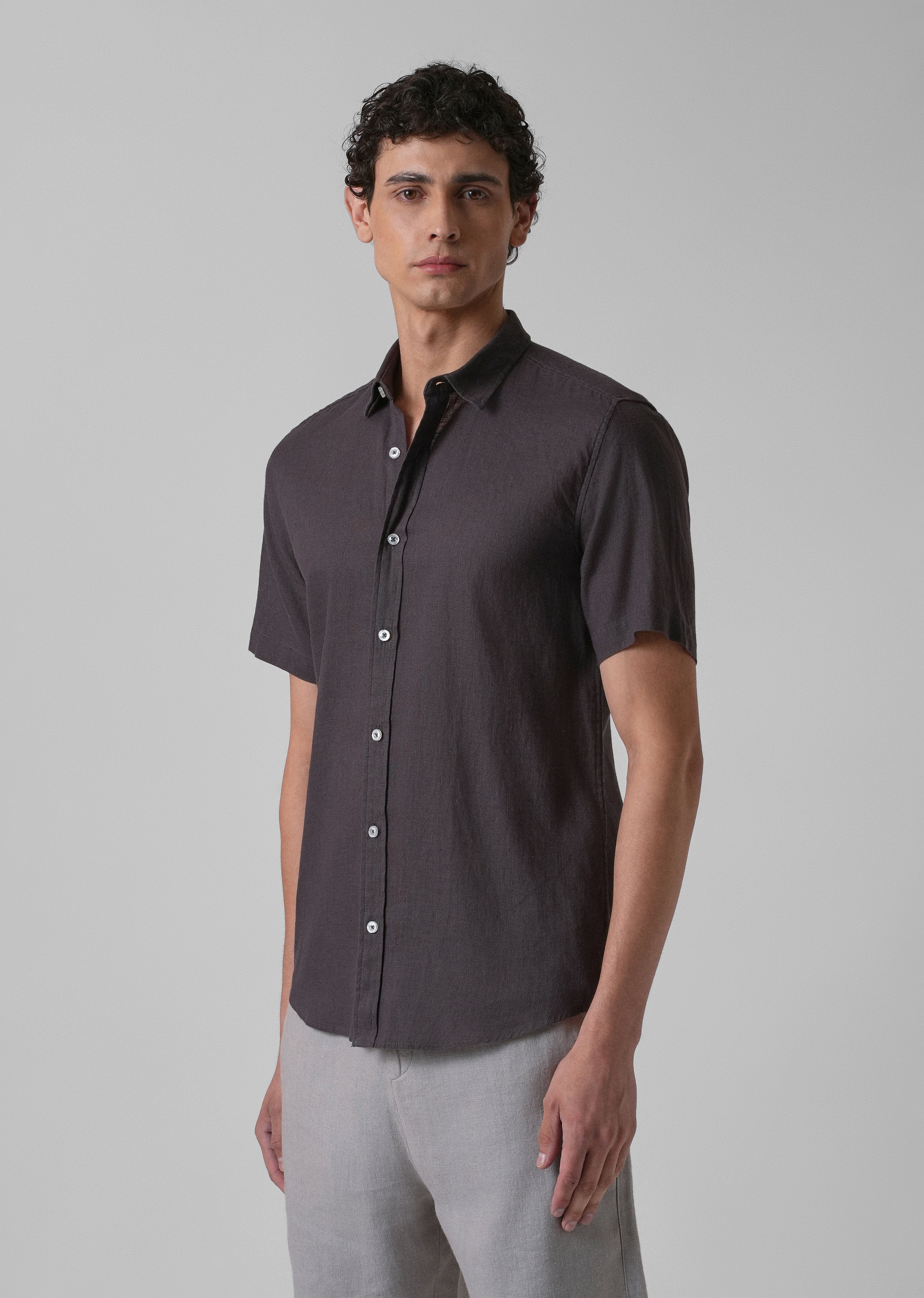 Batiste Crater Brown Linen shirt