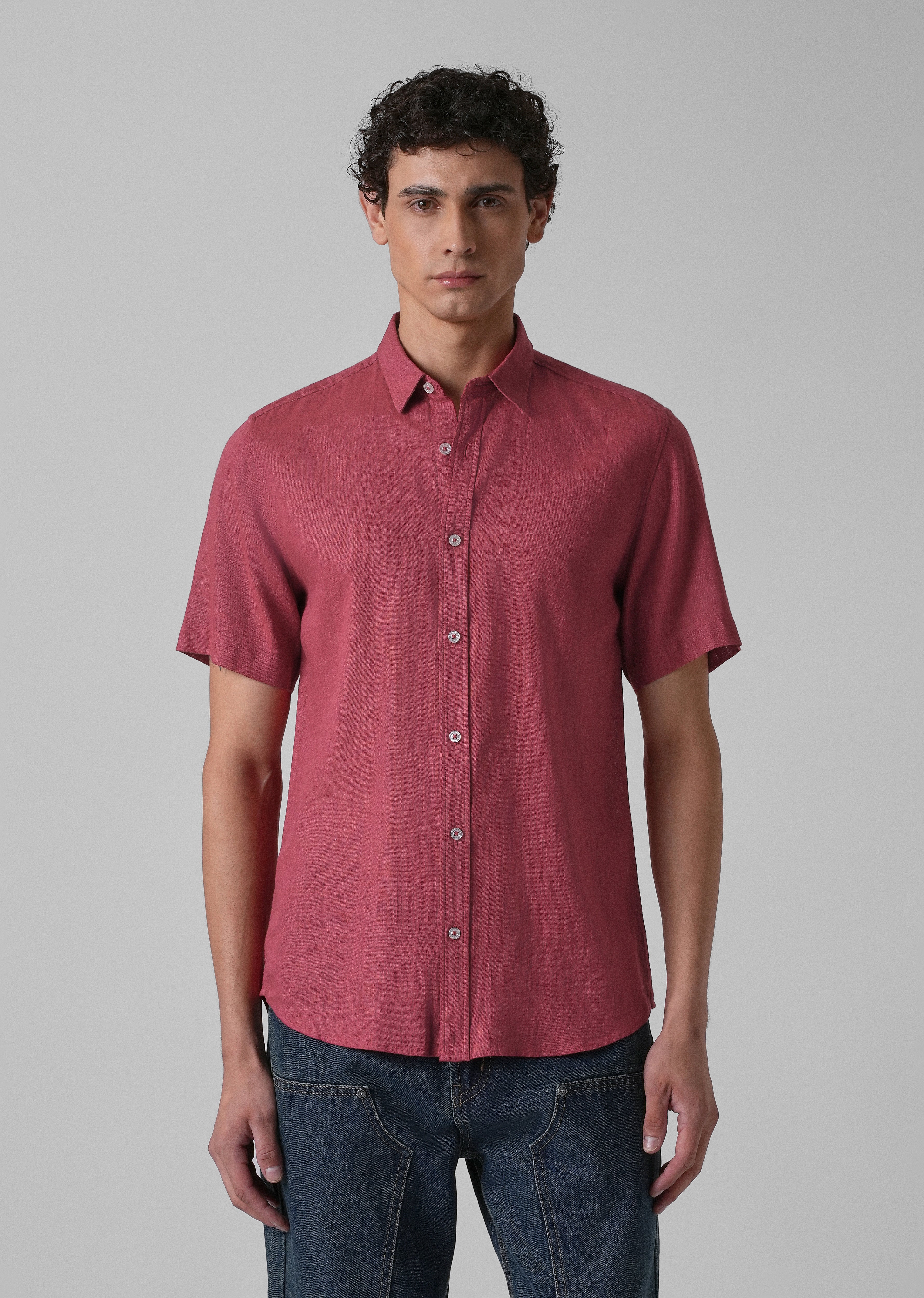 Batiste Crimson Red Linen Shirt
