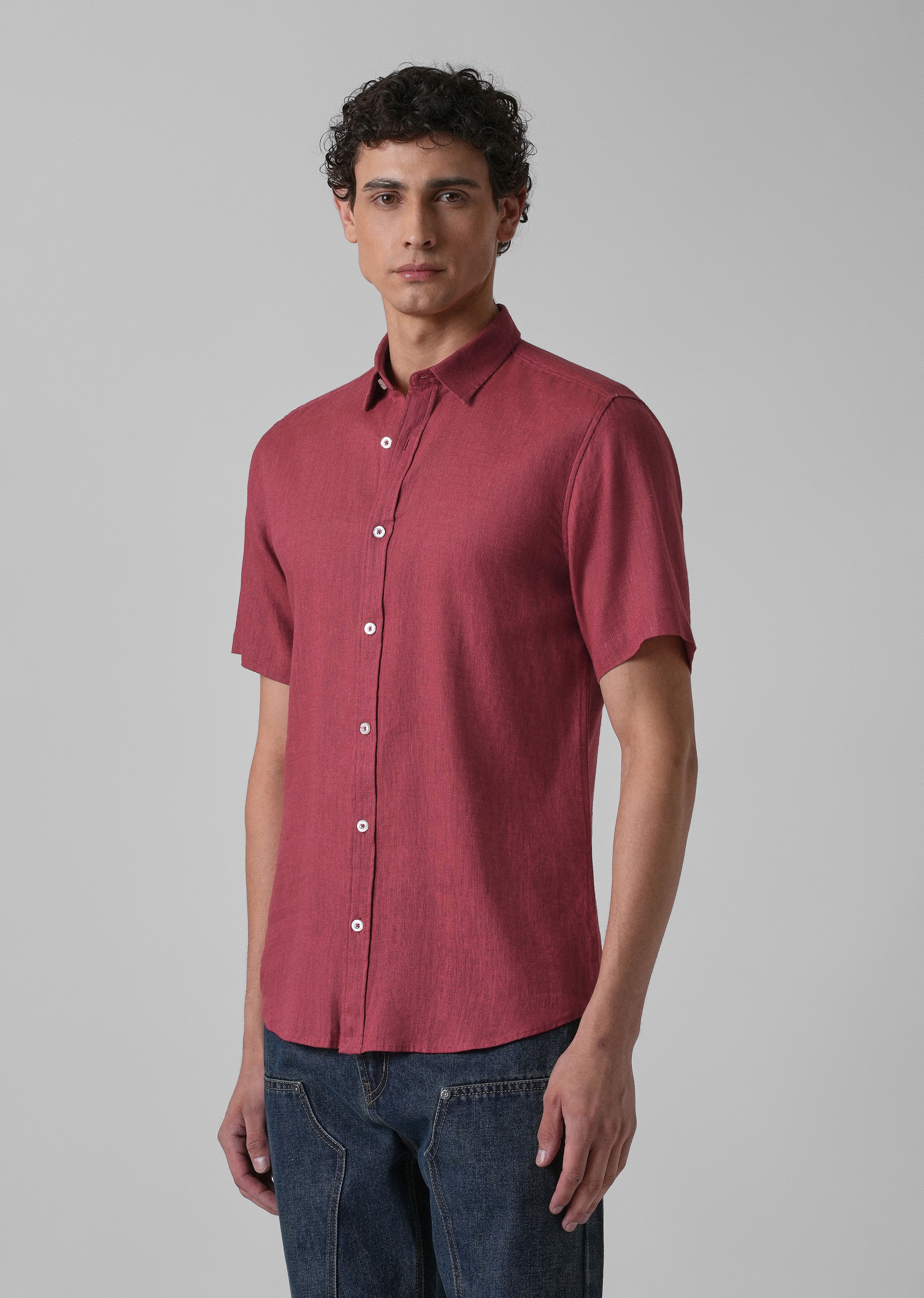 Batiste Crimson Red Linen Shirt