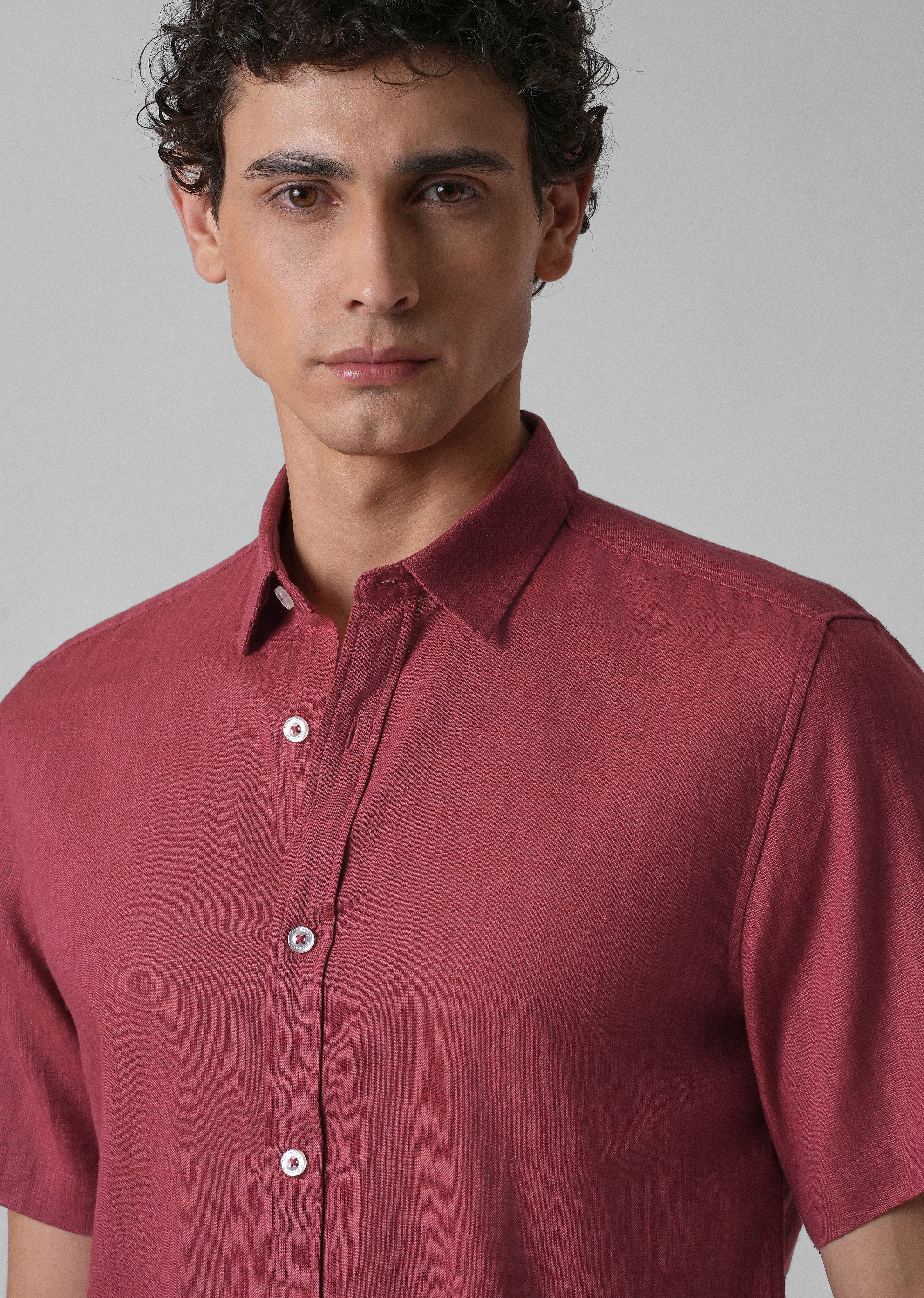 Batiste Crimson Red Linen Shirt