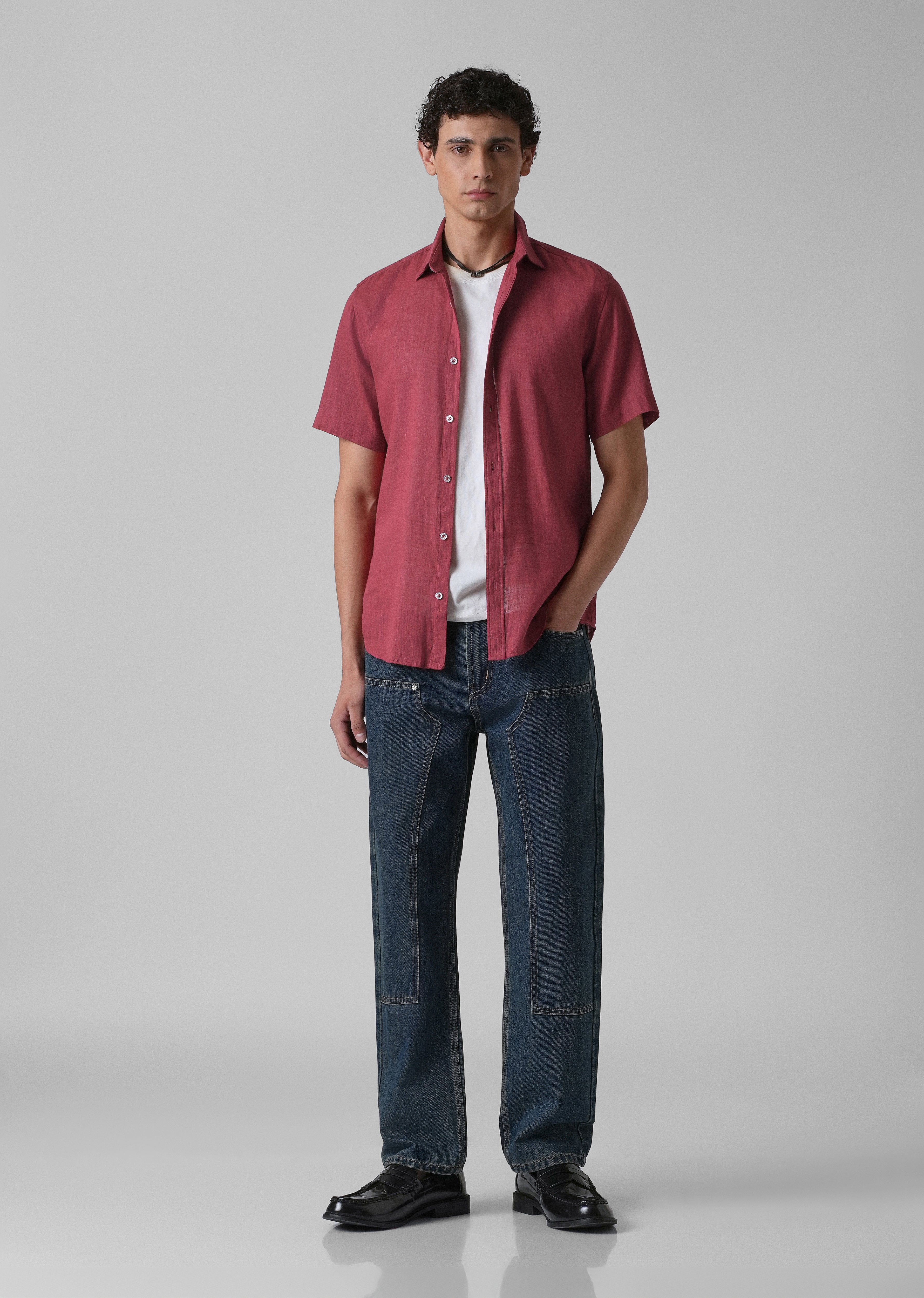 Batiste Crimson Red Linen Shirt