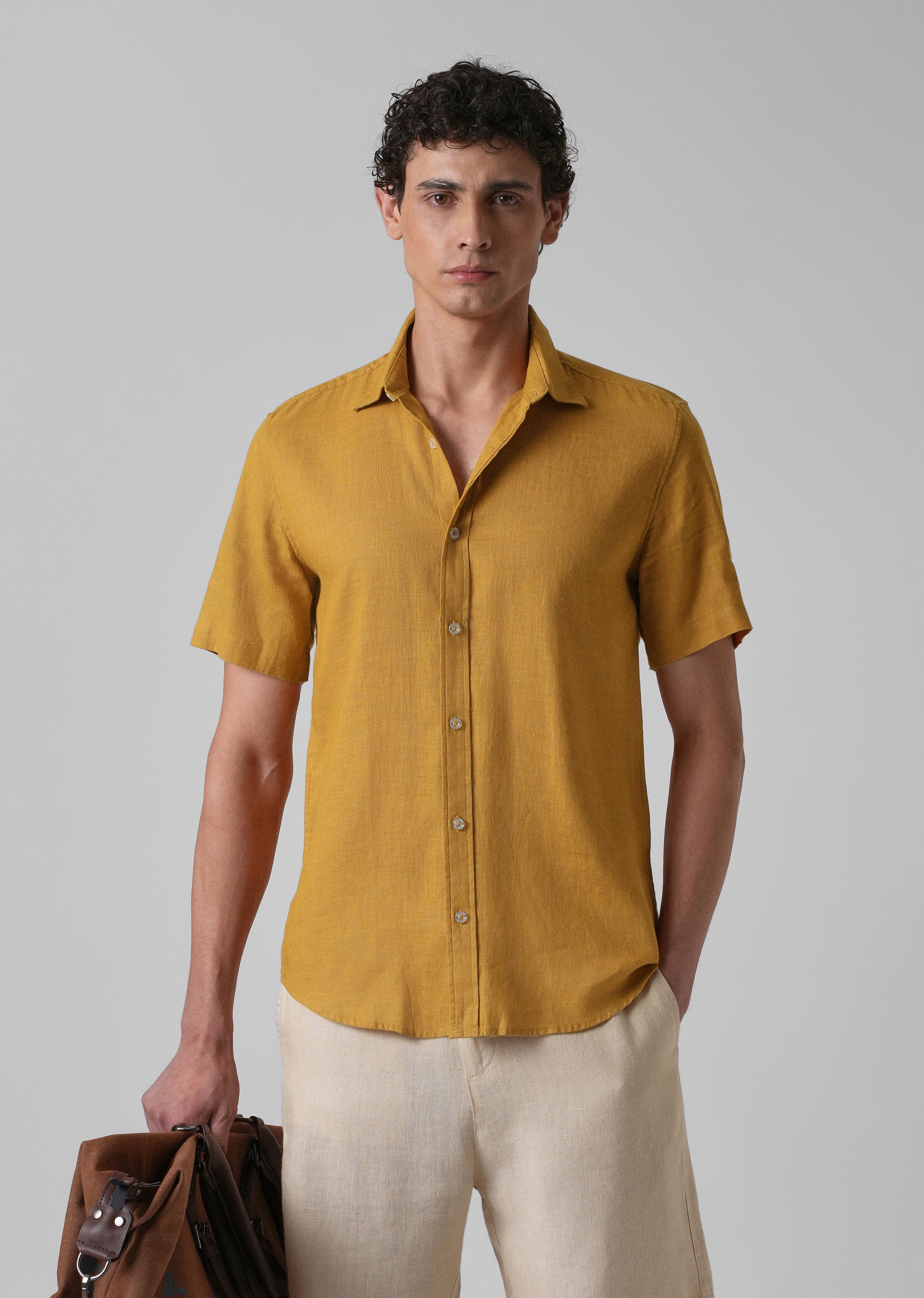 Batiste Gold Orange Linen shirt