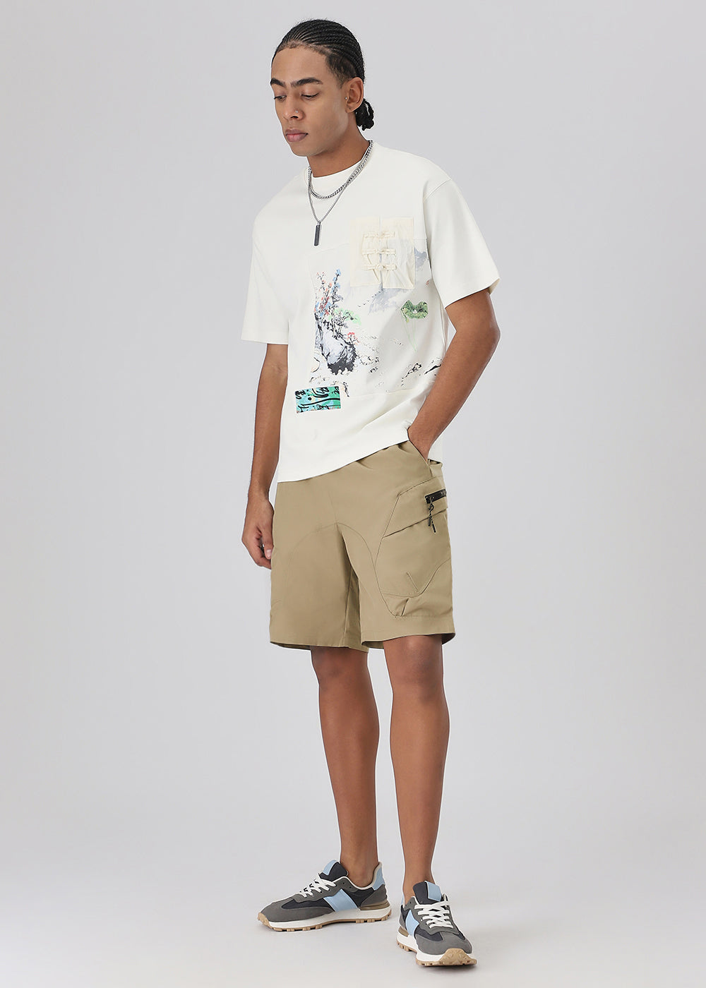 Beige Cargo Shorts