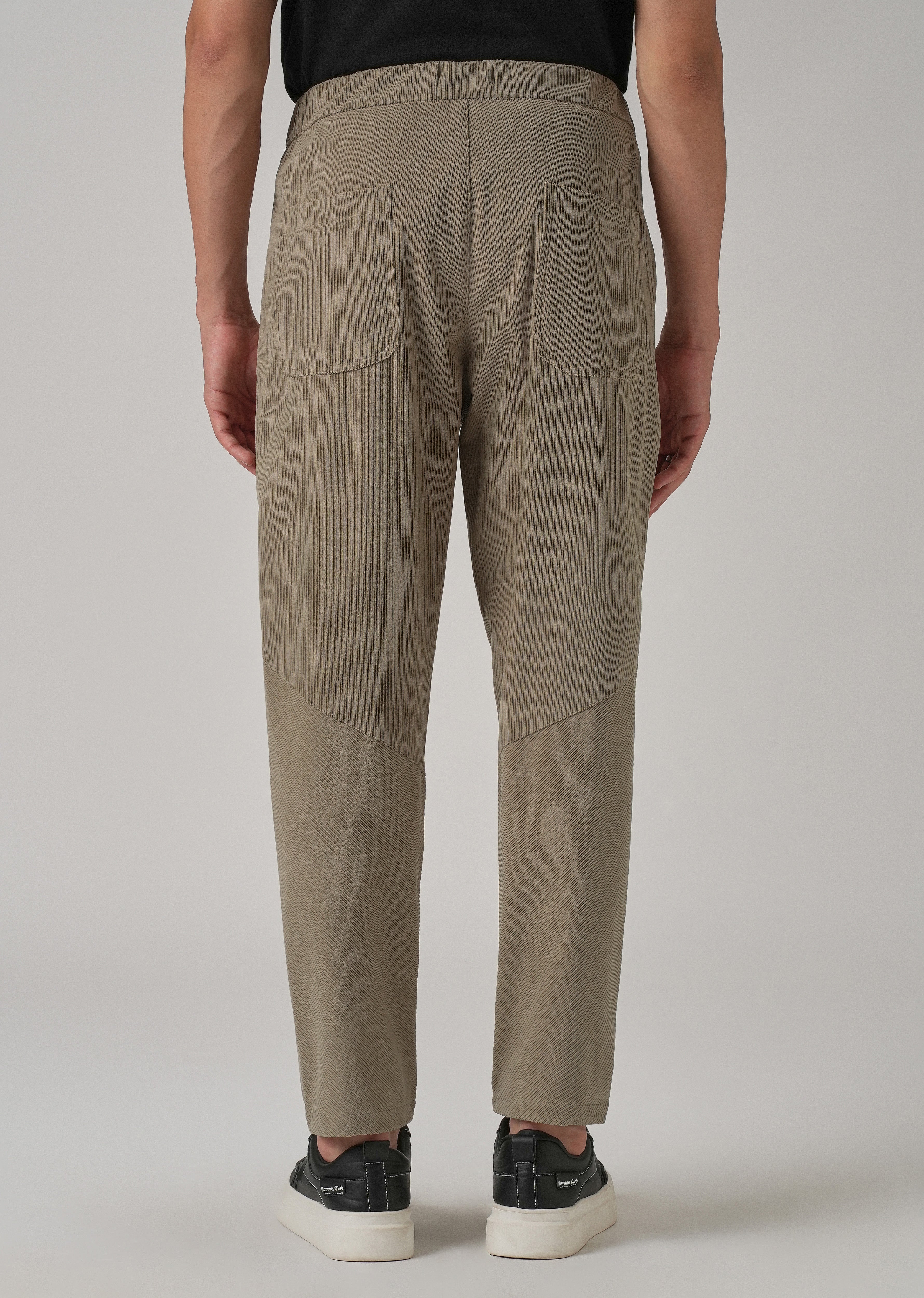 Beige Corduroy Belted Pant