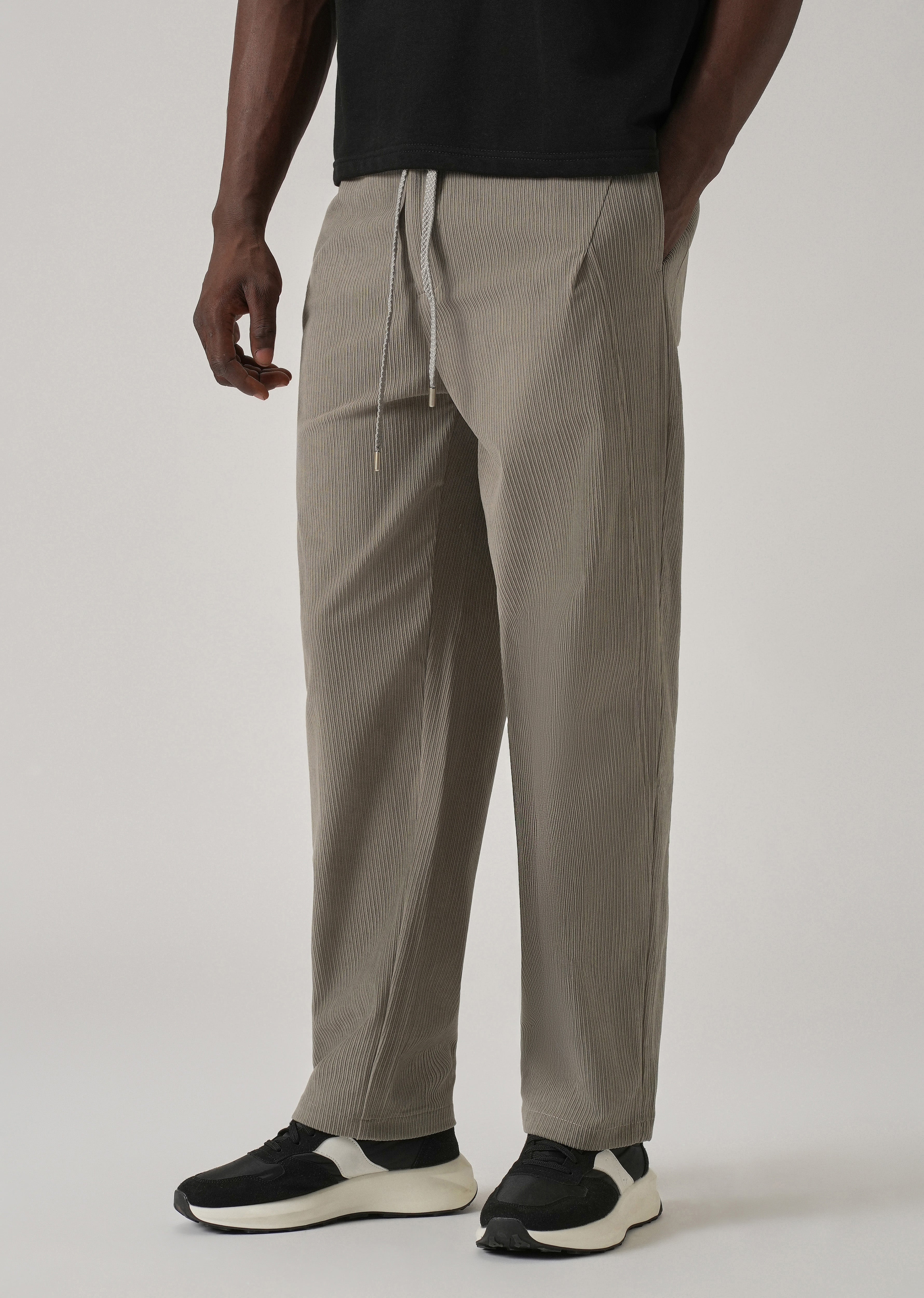 Beige Corduroy Drawstring Pant