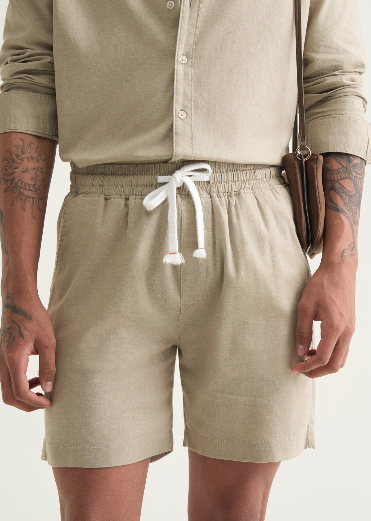 Beige Cotton Blend Shorts