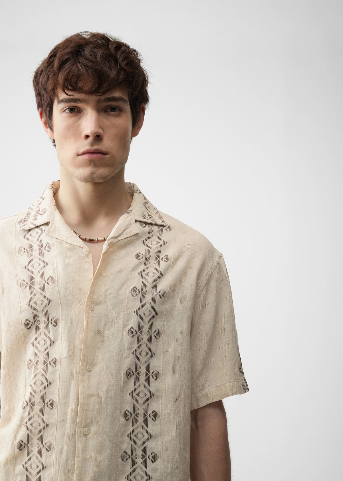 Beige Cotton Jacquard Shirt
