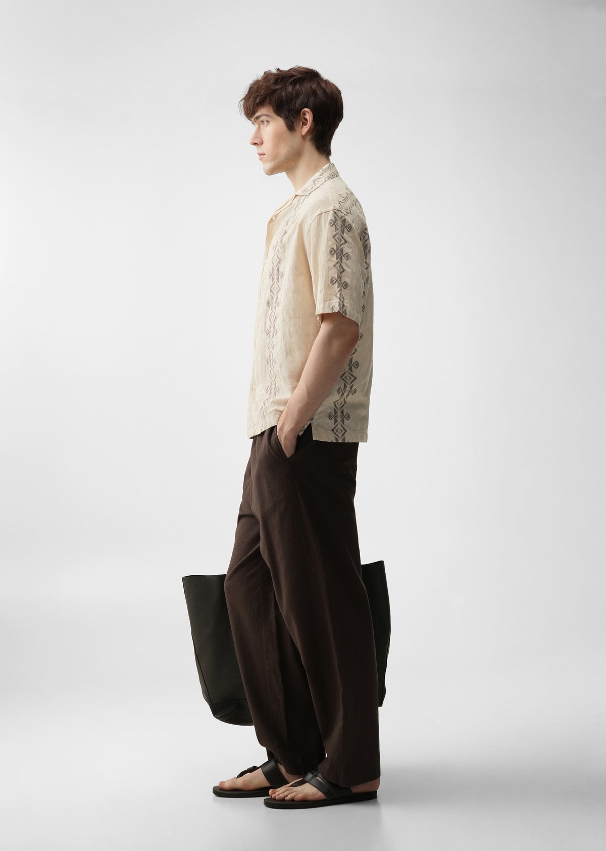 Beige Cotton Jacquard Shirt