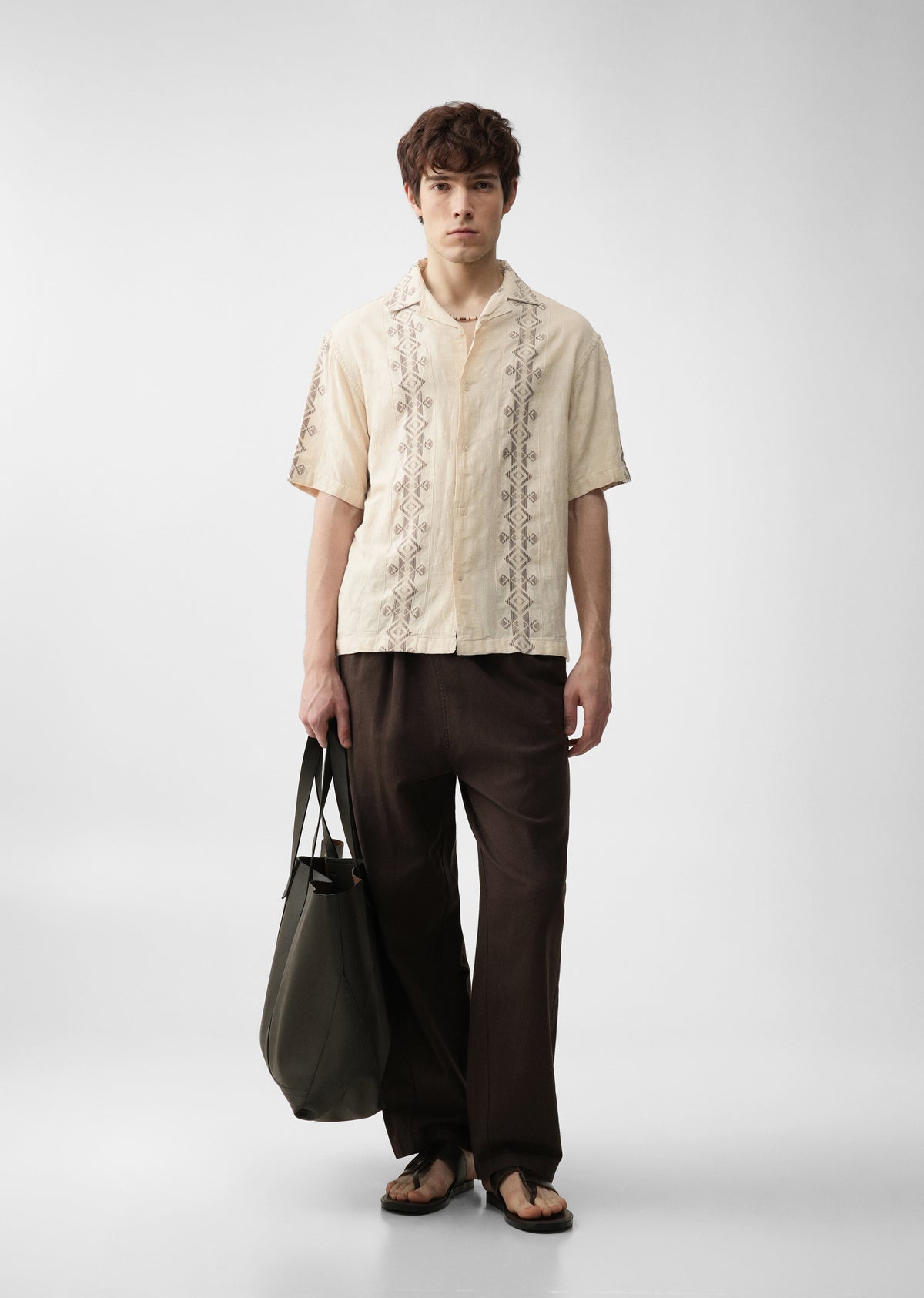 Beige Cotton Jacquard Shirt