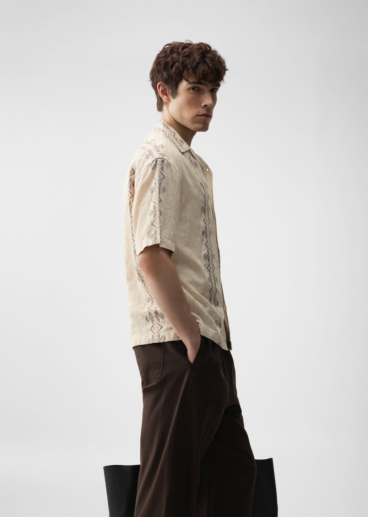 Beige Cotton Jacquard Shirt