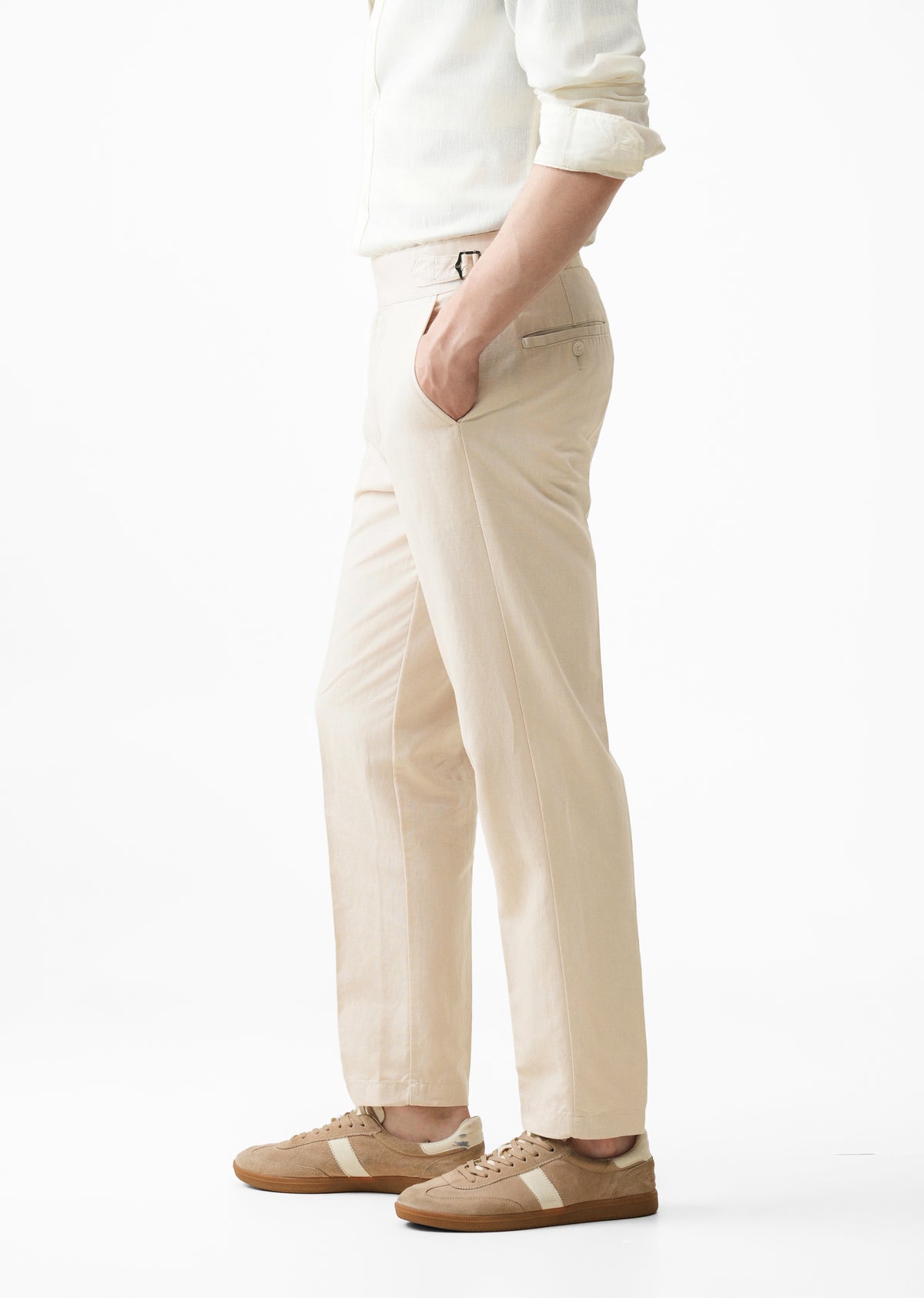 Beige Cotton Linen Gurkha Pant