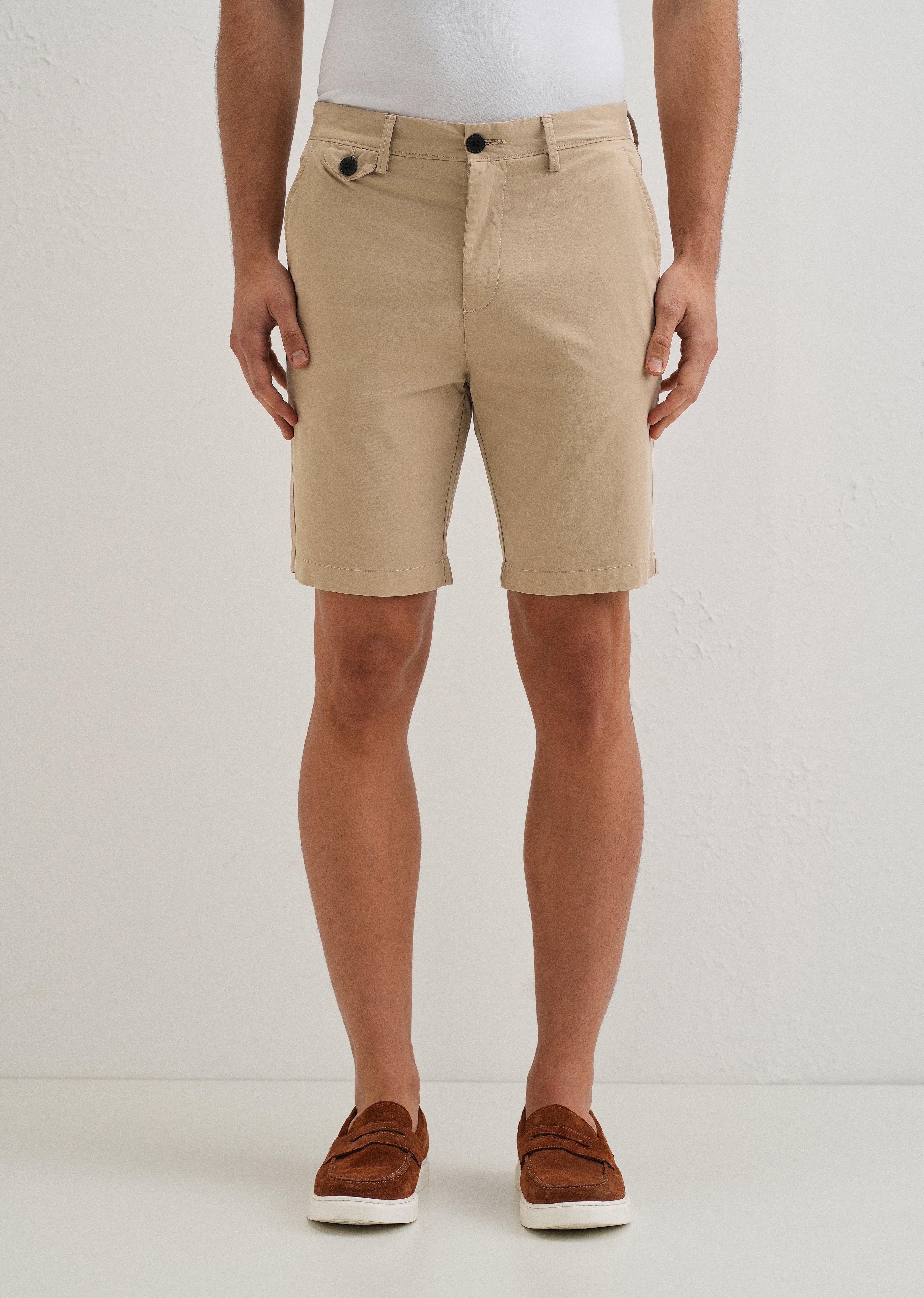 Beige Cotton Shorts