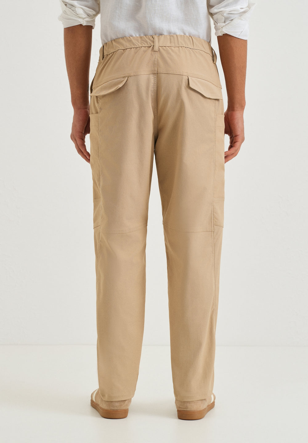 Beige Drawstring Panel Cargo