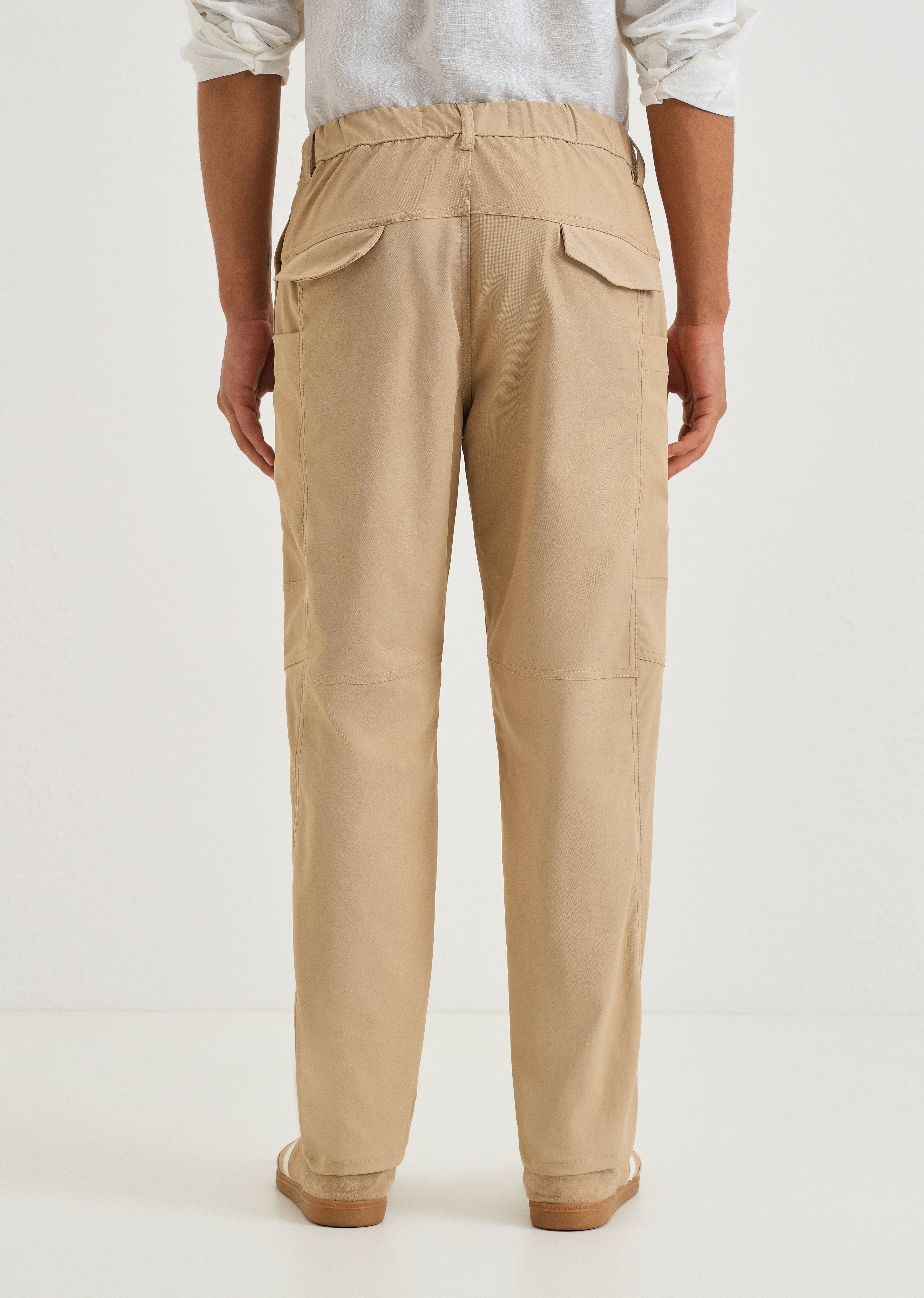 Beige Drawstring Panel Cargo Pant