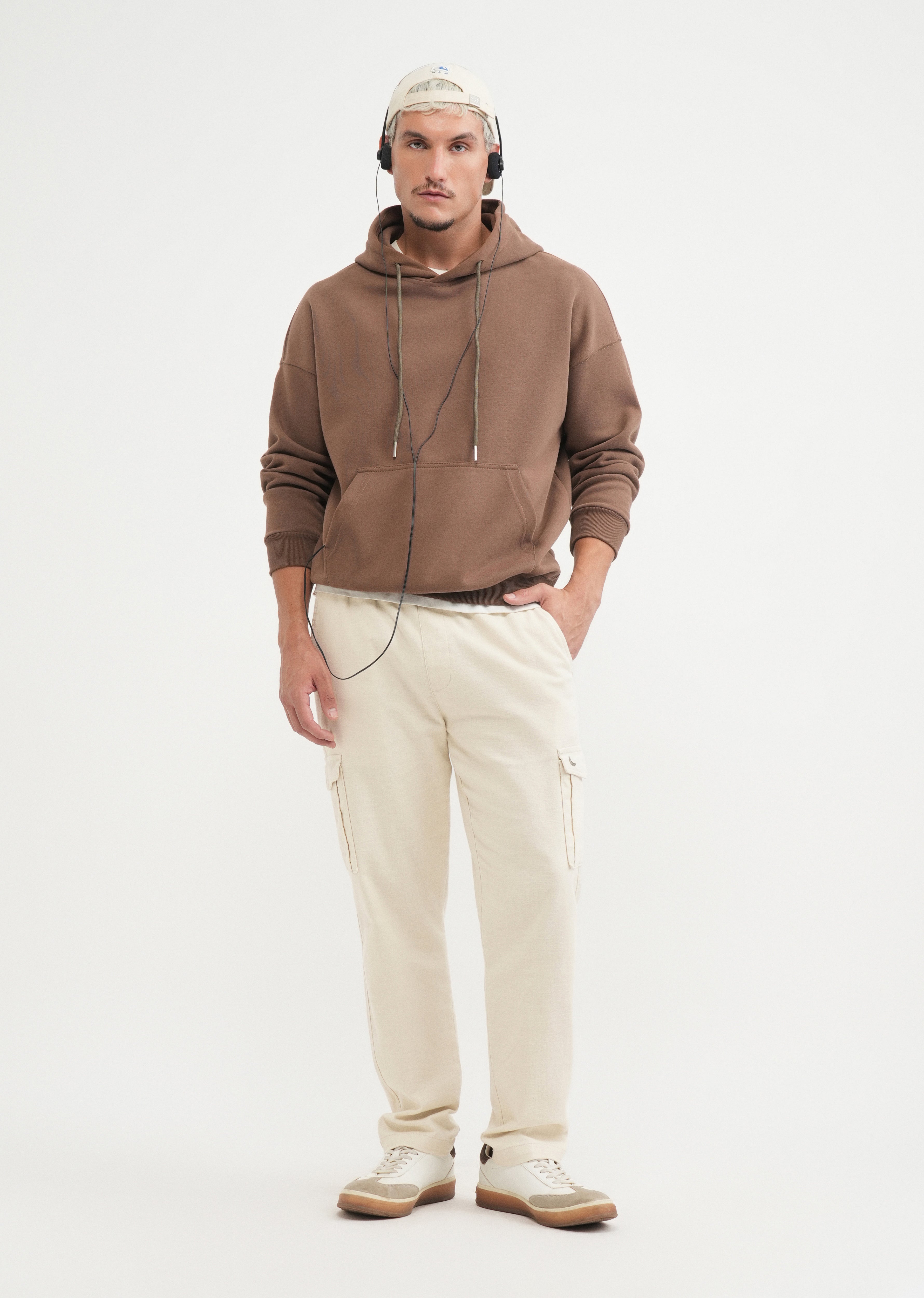 Beige Elasticated Relaxed Fit Cargo Pant