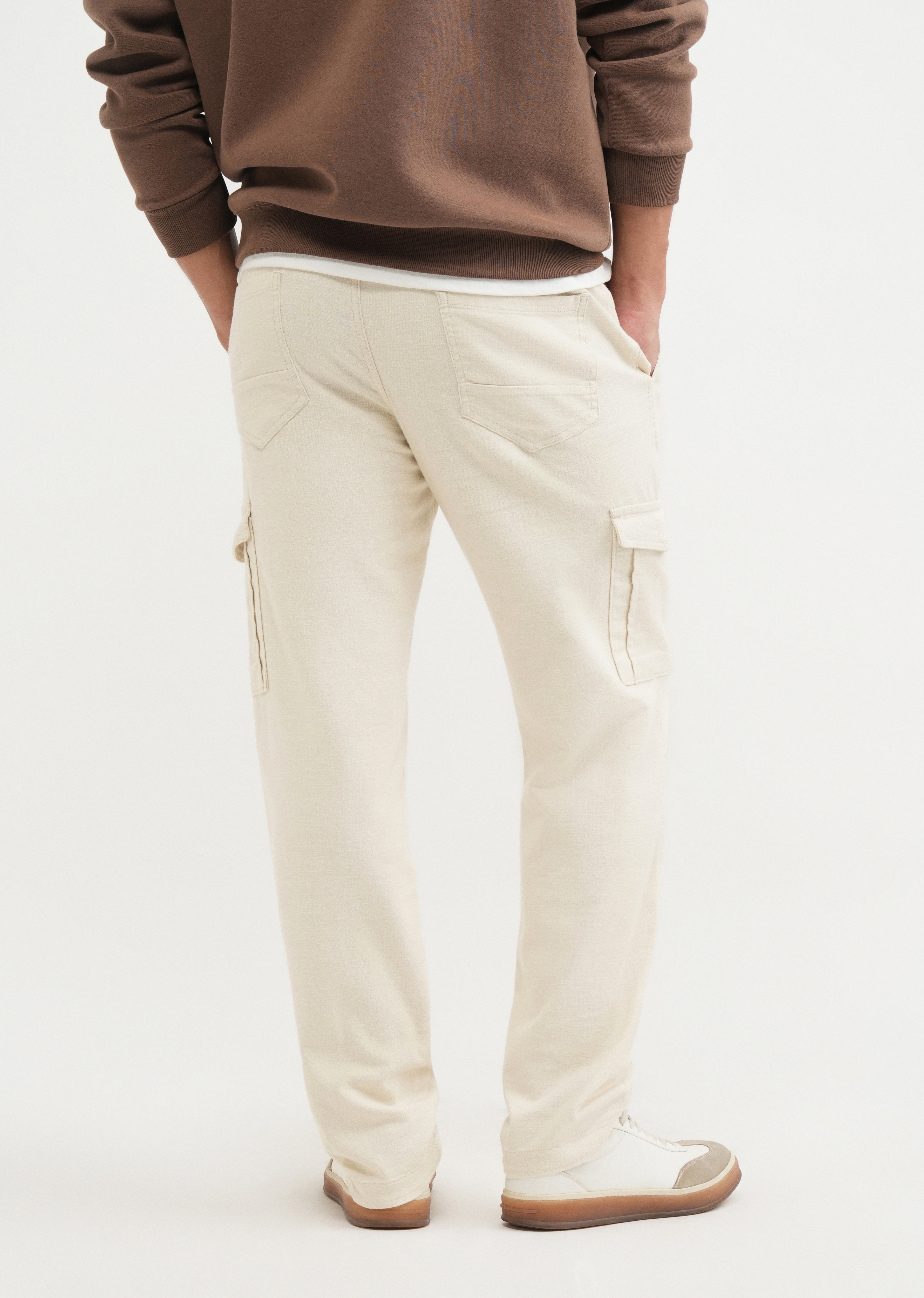 Beige Elasticated Relaxed Fit Cargo Pant