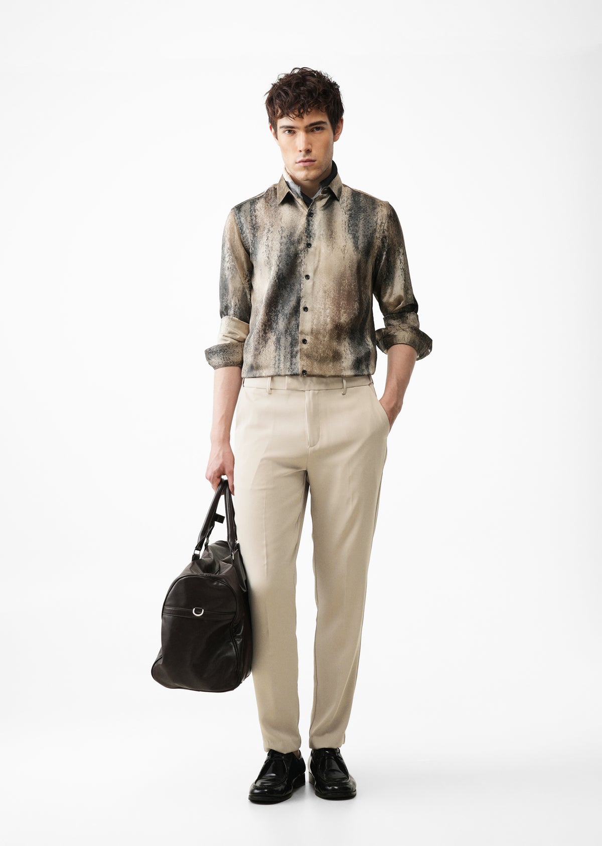 Beige Flex Waist Slim Fit Trouser