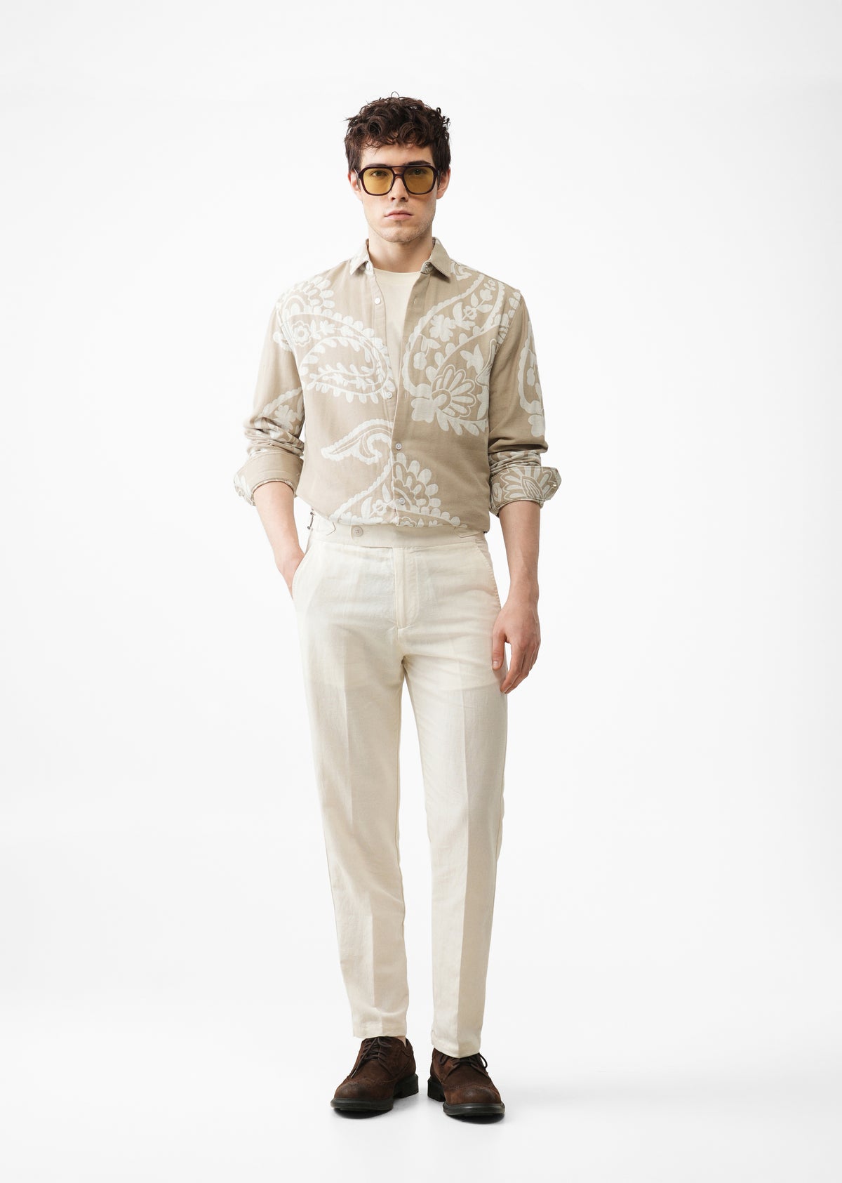 Beige Paisley Pattern Shirt
