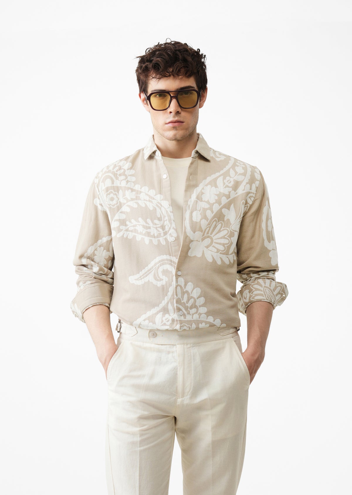 Beige Paisley Pattern Shirt