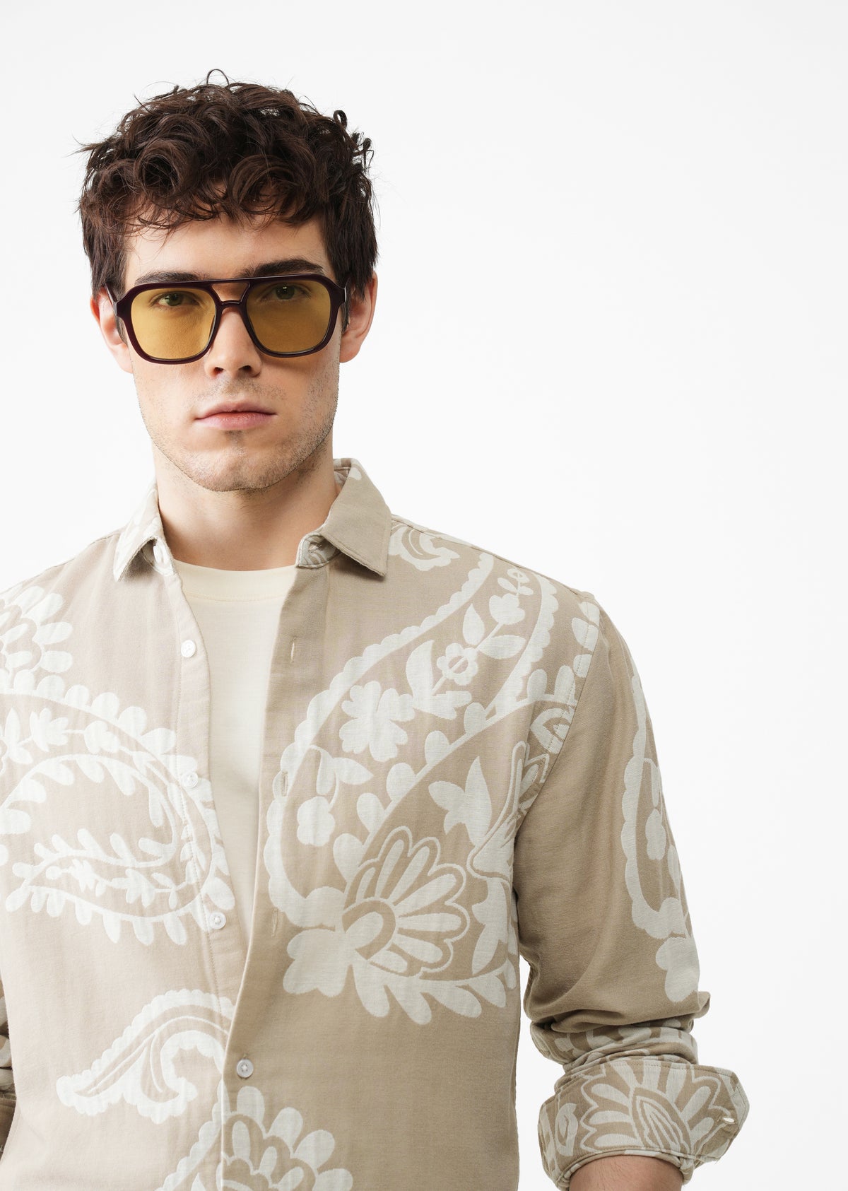 Beige Paisley Pattern Shirt