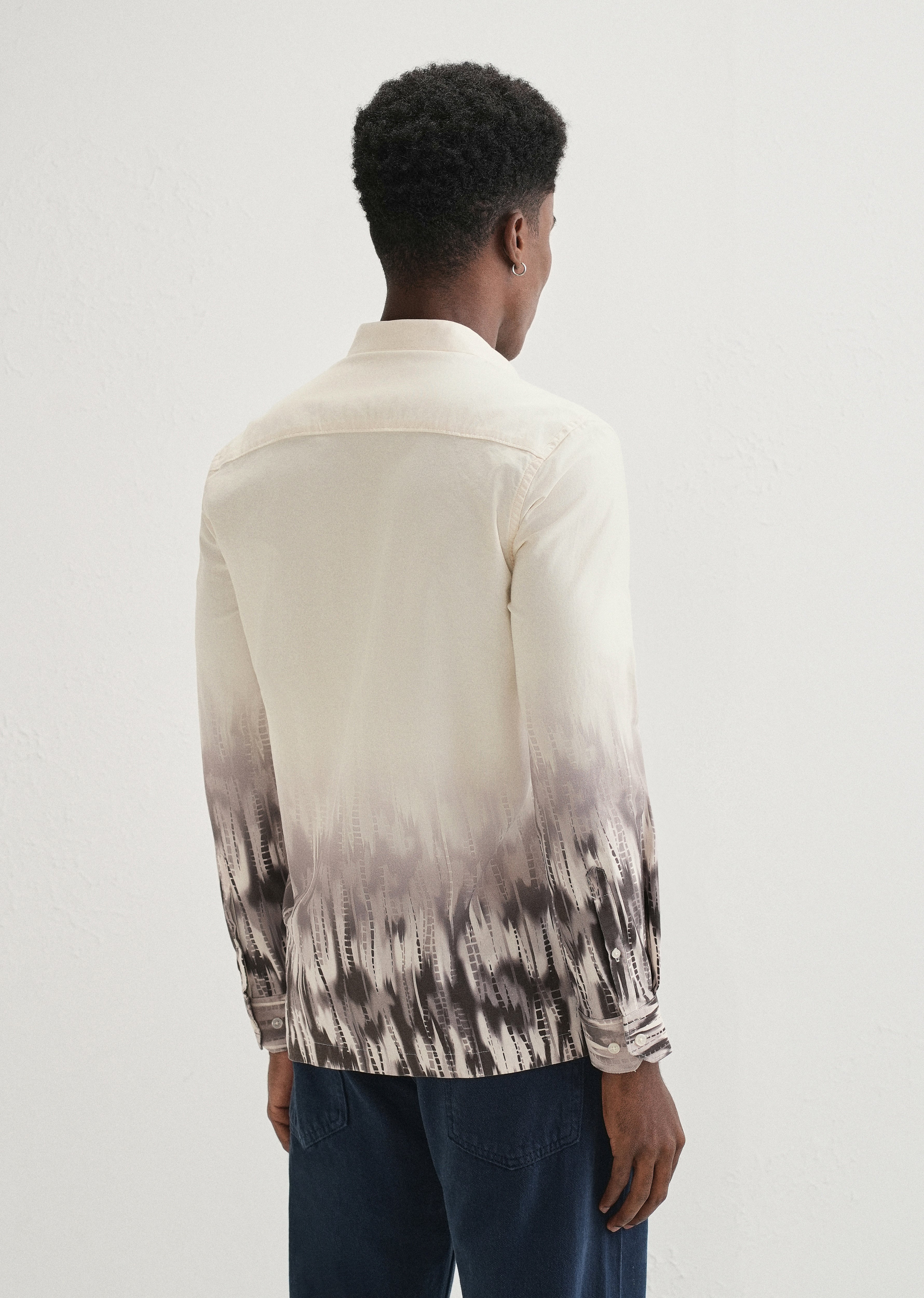 Beige Grey Gradient Printed Shirt