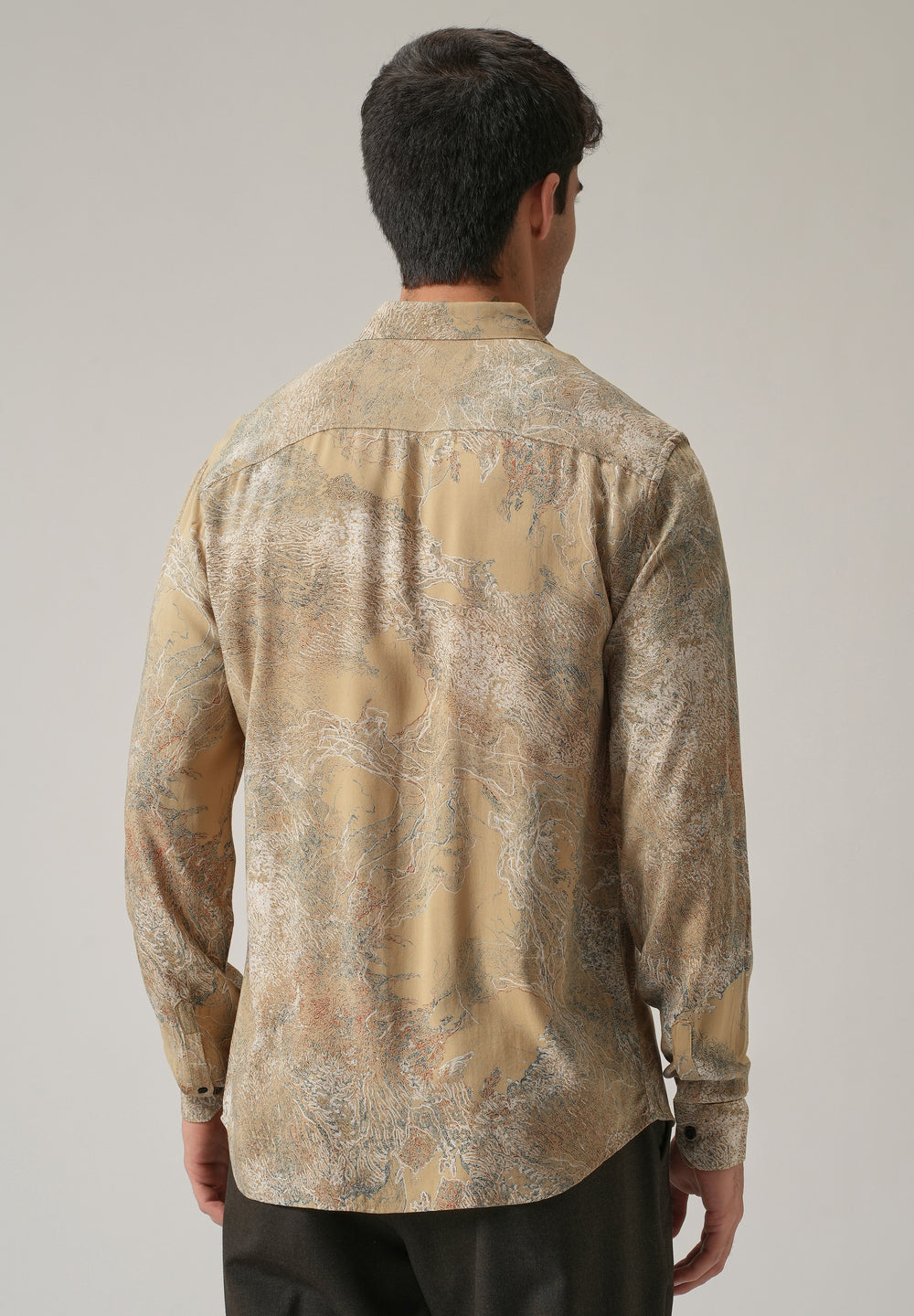 Beige Intricate Print Feather Shirt