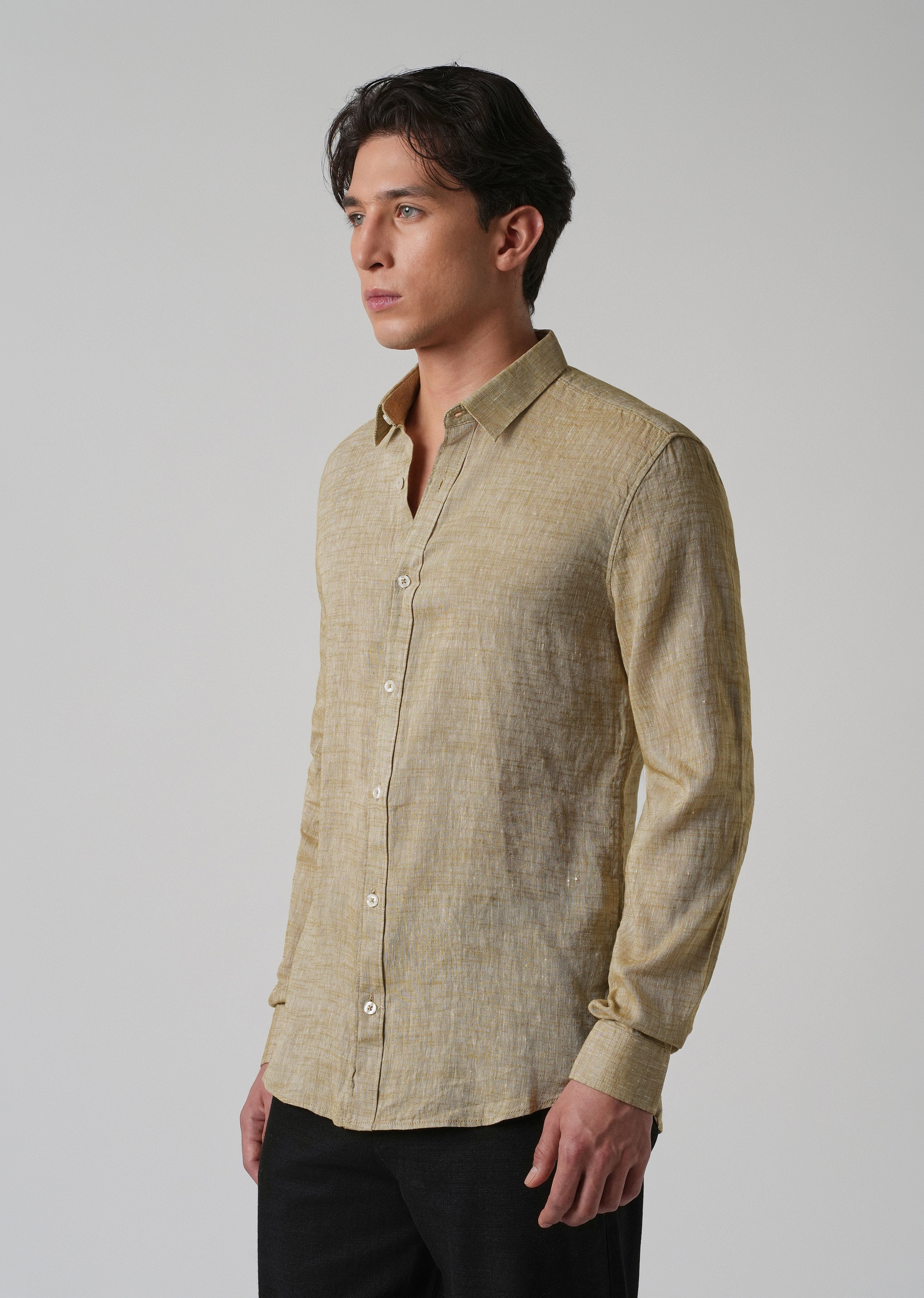 100% Pure Linen Beige Shirt