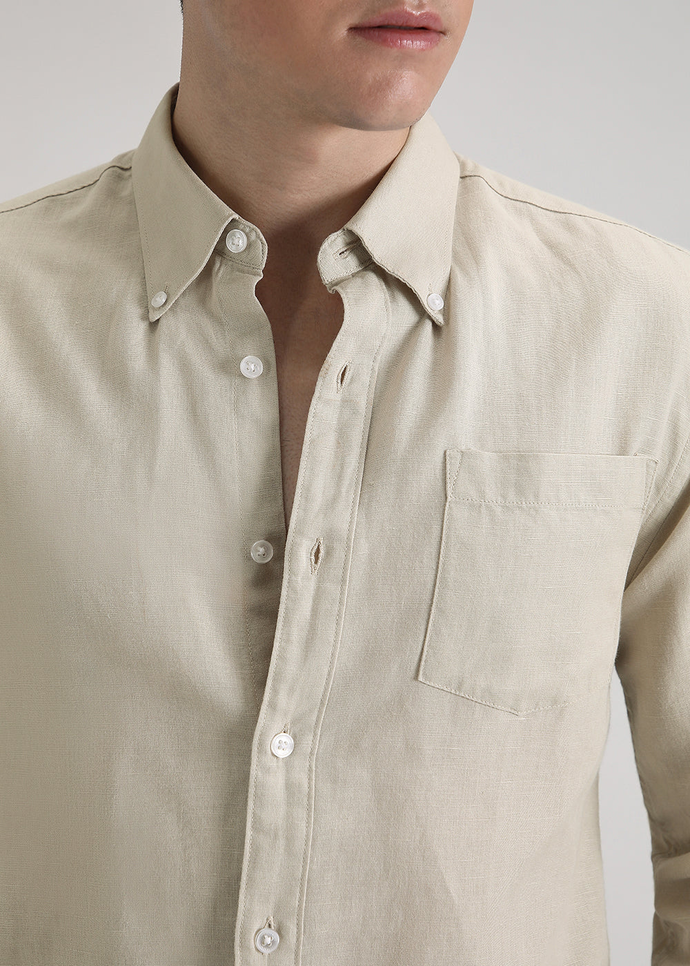 Beige Cotton Linen Shirt