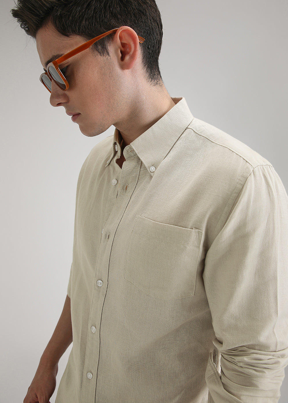 Beige Cotton Linen Shirt